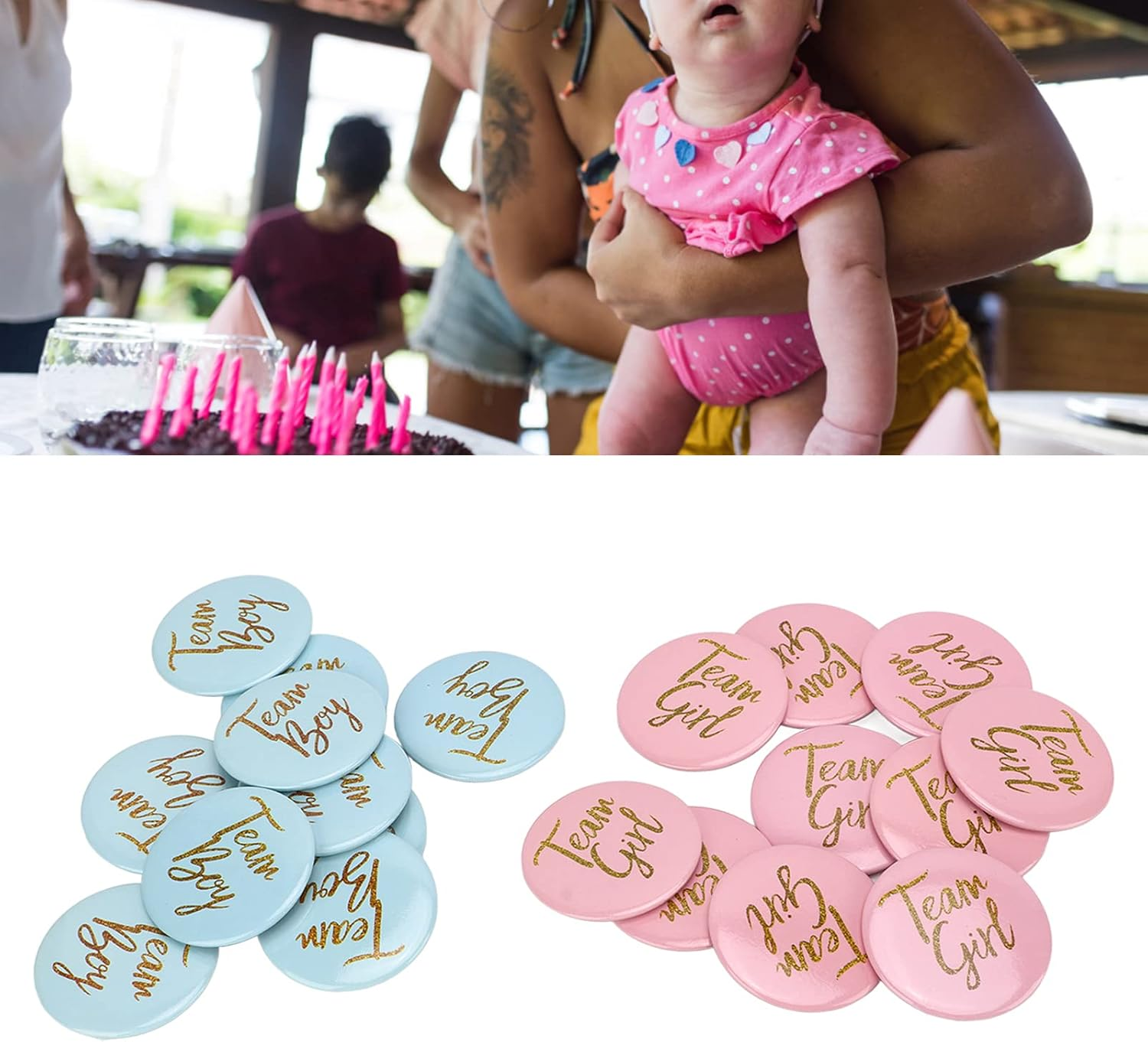 Gender Reveal Button Pin Boy Girl Button Pin English Pattern Baby Shower Decorative Attractive image number 6