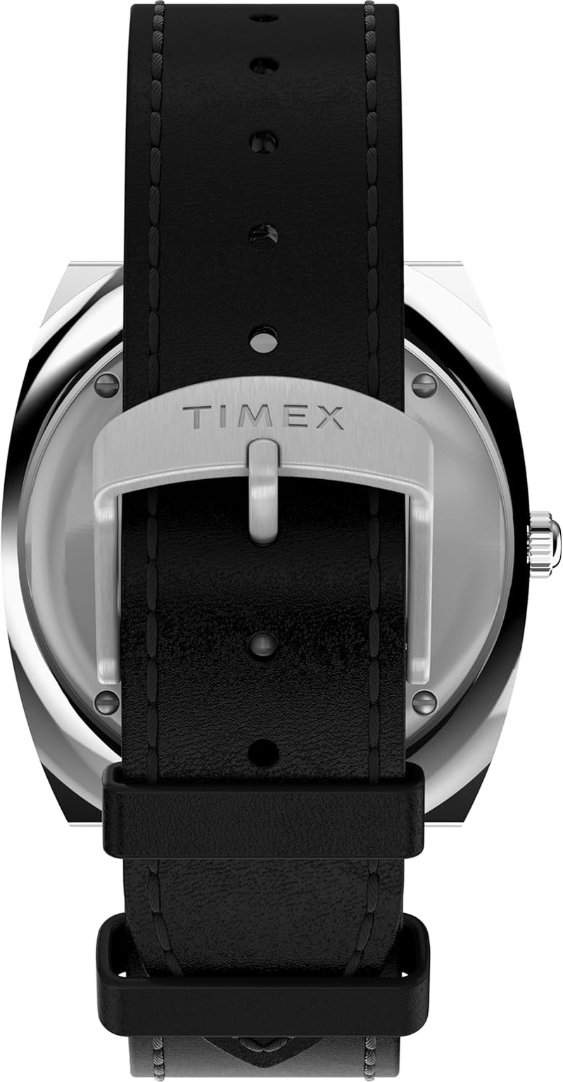 TIMEX Men'S World Time Reissue Leather Strap Watch, Black, 39 Mm
