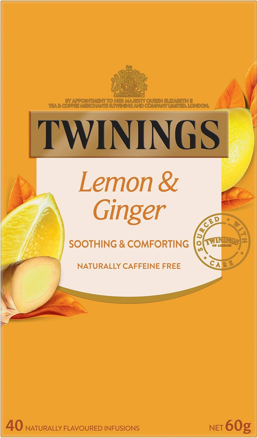 Twinings Lemon & Ginger Herbal Tea, 40 Tea Bags, Caffeine Free, with Lemongrass and Ginger Root image number 2