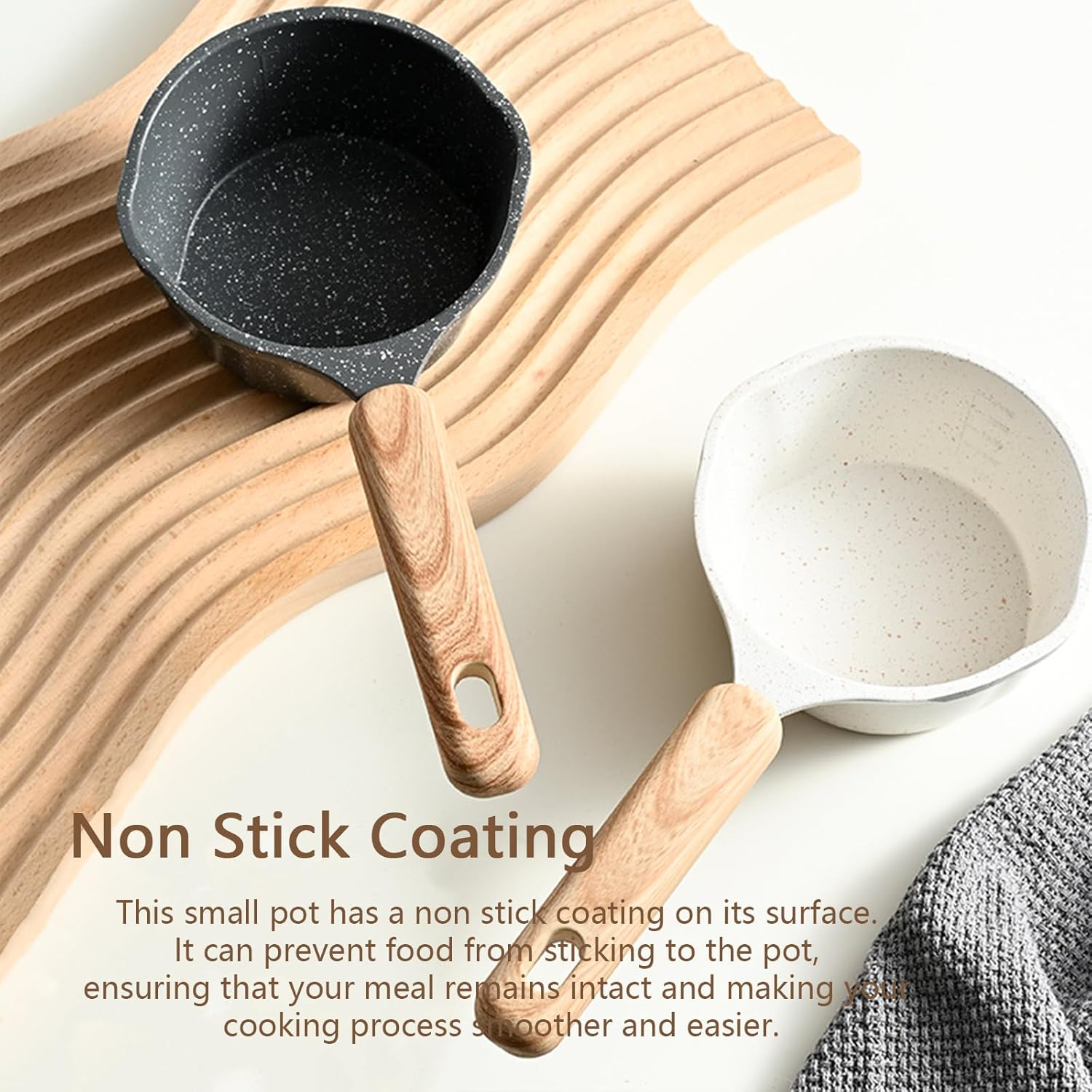 DXQCHDUO Nonstick Sauce Pan,Small Milk Pot Pan,Multipurpose Mini Small Saucepan Pot with Pour Spouts and Handle for Pouring Oil Heating Boiling Milk Frying Eggs (Black) image number 1