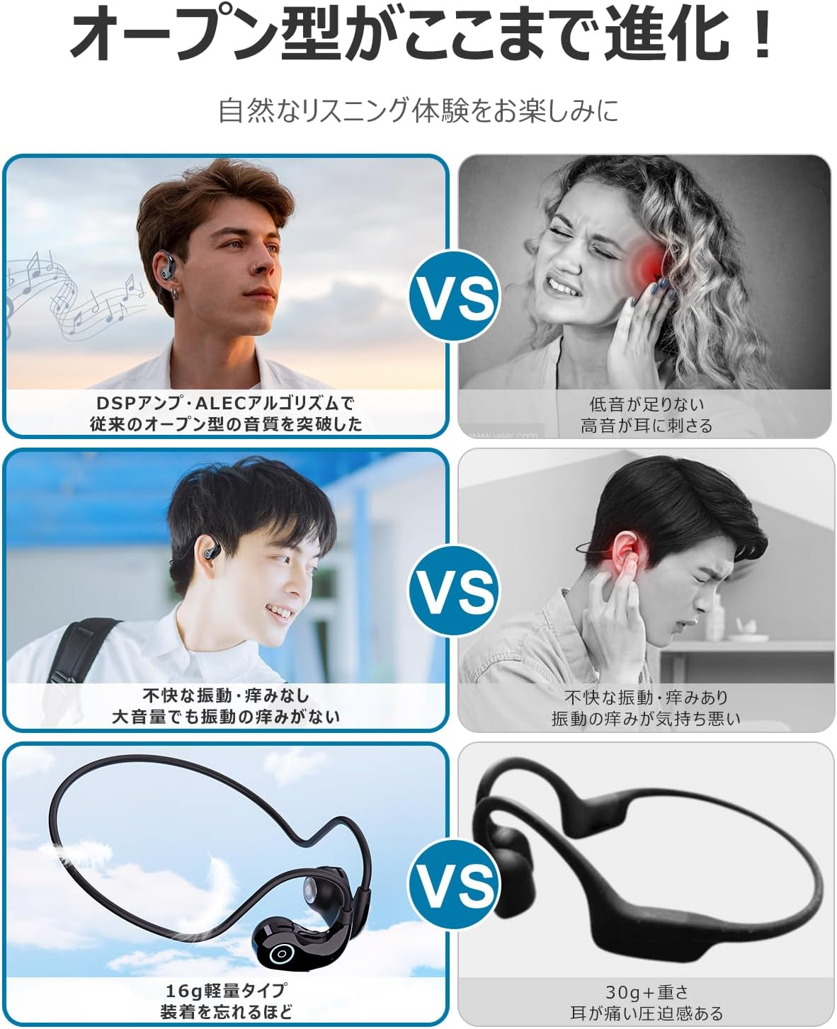 (Ultra Lightweight 0.6 Oz (16 G) Earaku Open Ear Earbuds) Air Conduction, Does Not Clog Your Ears, Bluetooth Earphones, Bluetooth 5.4, AAC ENC Call Noise-Canceling, Over-The-Ear Wireless Earphones image number 6