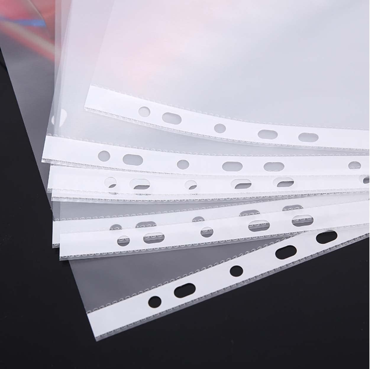 100X A4 Clear Plastic Punched Pockets Sheet Protectors Transparent Cover Files 40 Micron (Medium) image number 1