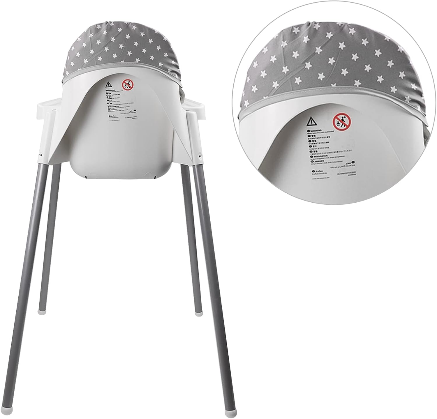 Twoworld High Chair Cushion for IKEA Antilop Highchair, Baby High Chair Seat Cover Liner Mat Pad Cushion for IKEA Antilop High Chair (Fashion Gray) image number 5