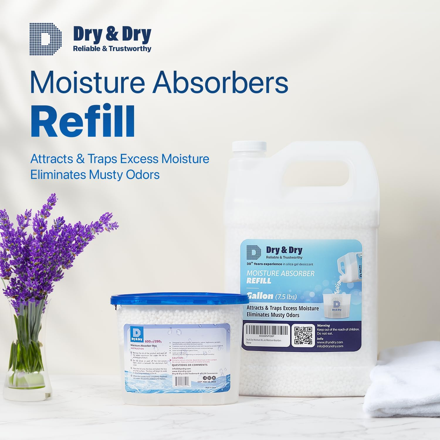 Dry & Dry Moisture Absorbers Refill Beads (3.7 LBS) - Fragrance Free, Moisture Absorber Refill image number 4