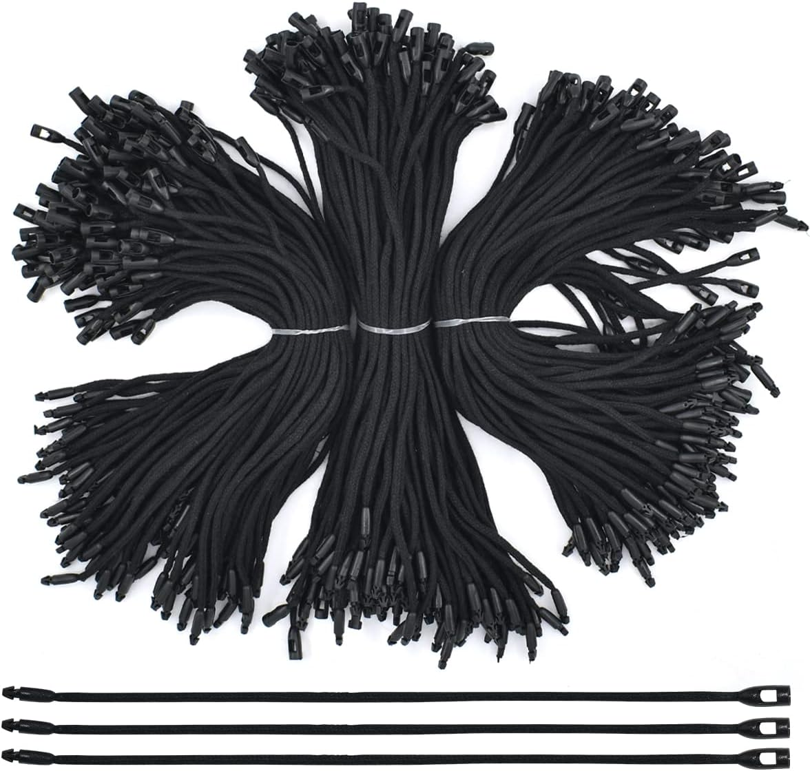300Pcs 7.6Inch Cotton Gift Clothing Price Tag String Hang Tag String Hanging Rope Snap Lock Pin Loop Fastener Hook Ties Fast to Attach for Clothes Tags Shoes Snap Lock Luggage Label