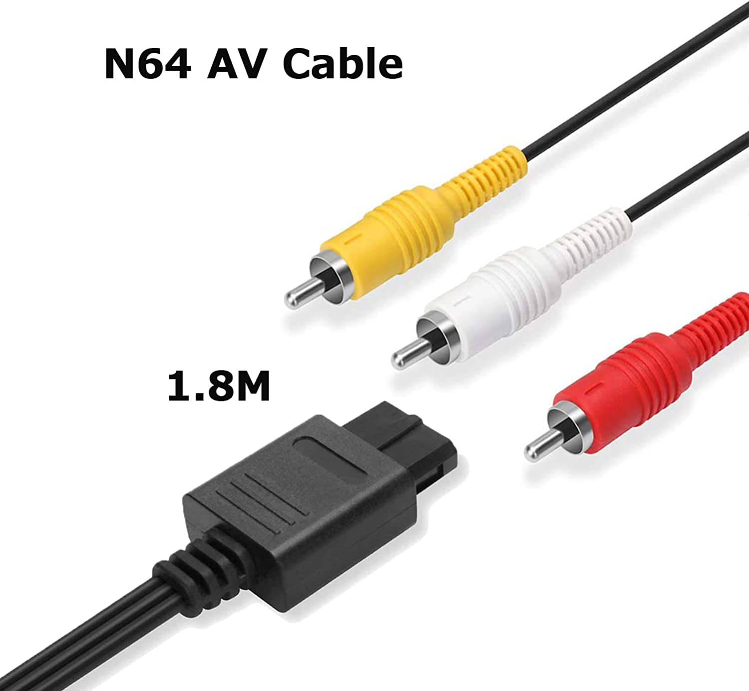 N64 AV Cable, 2 Pack Audio Video AV Composite Cable Cord for Nintendo 64 N64, Super Nintendo SNES, Gamecube GC TV Game 1.8M/6FT image number 4