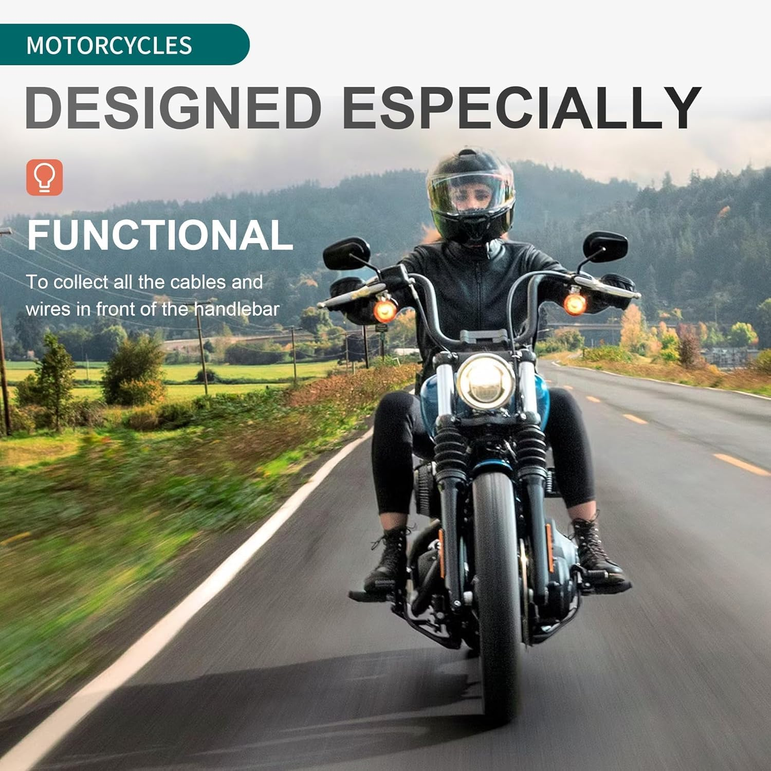 Mokitdora 1.5" Motorcycle Handlebar Clips or Frame Dual Hole Throttle Clutch Cable Brake Line Mount Clamp Universal for Harley 2 Pieces, Chrome image number 2