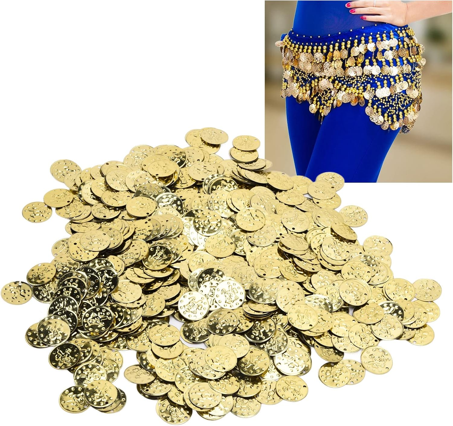 2000Pcs Belly Dance Coins, Belly Dance Costume Coins, Exquisite Sequins Pendants for DIY Costume, Waist Chains, Clothing Accessories (Gold (Bird Coin)) image number 4