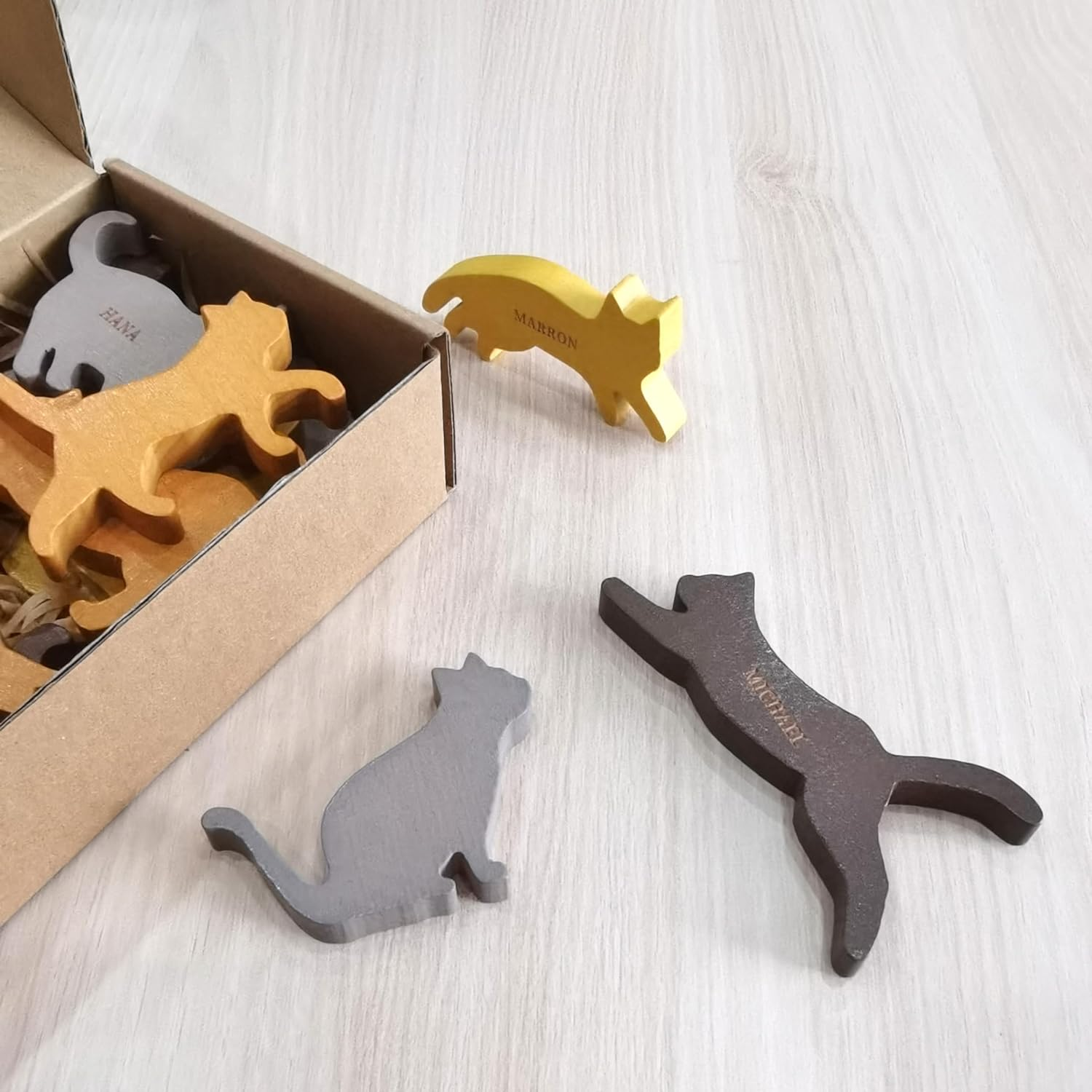 BEACENOV Wooden Stacking Toy Cats,Wooden Toys for Toddler Kids, Cat Lover Gifts,Set of Sixteen Mini Wood Cats,Educational Game,Nursery Decoration,Cute Cat Decor for Children Room,Cat Gifts for Kids image number 4