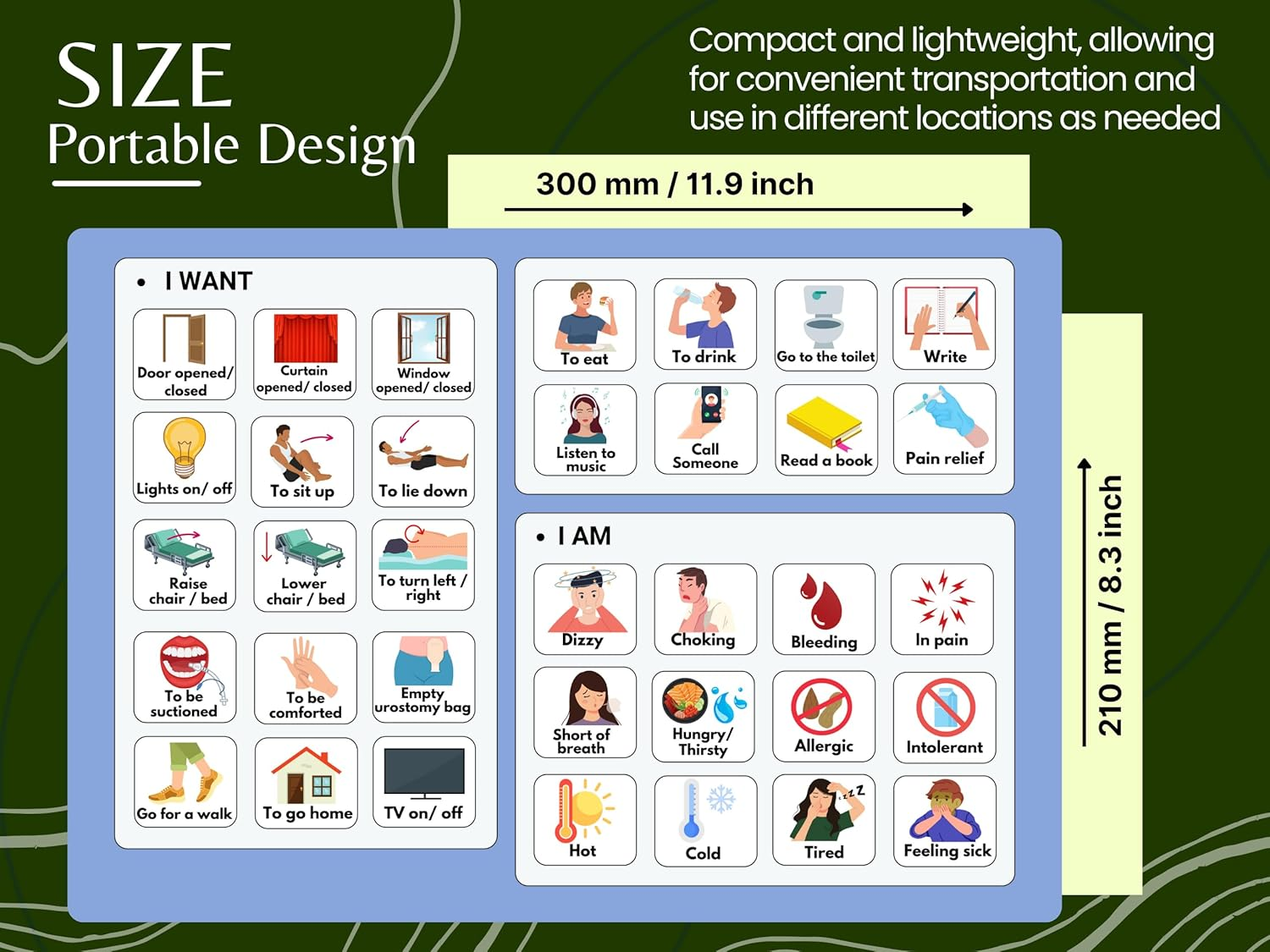 Communication Boards Set for Non Verbal Adults Aphasia Stroke Patients, Hospital and Care Home Use, Picture Symbol Communication Cards image number 4