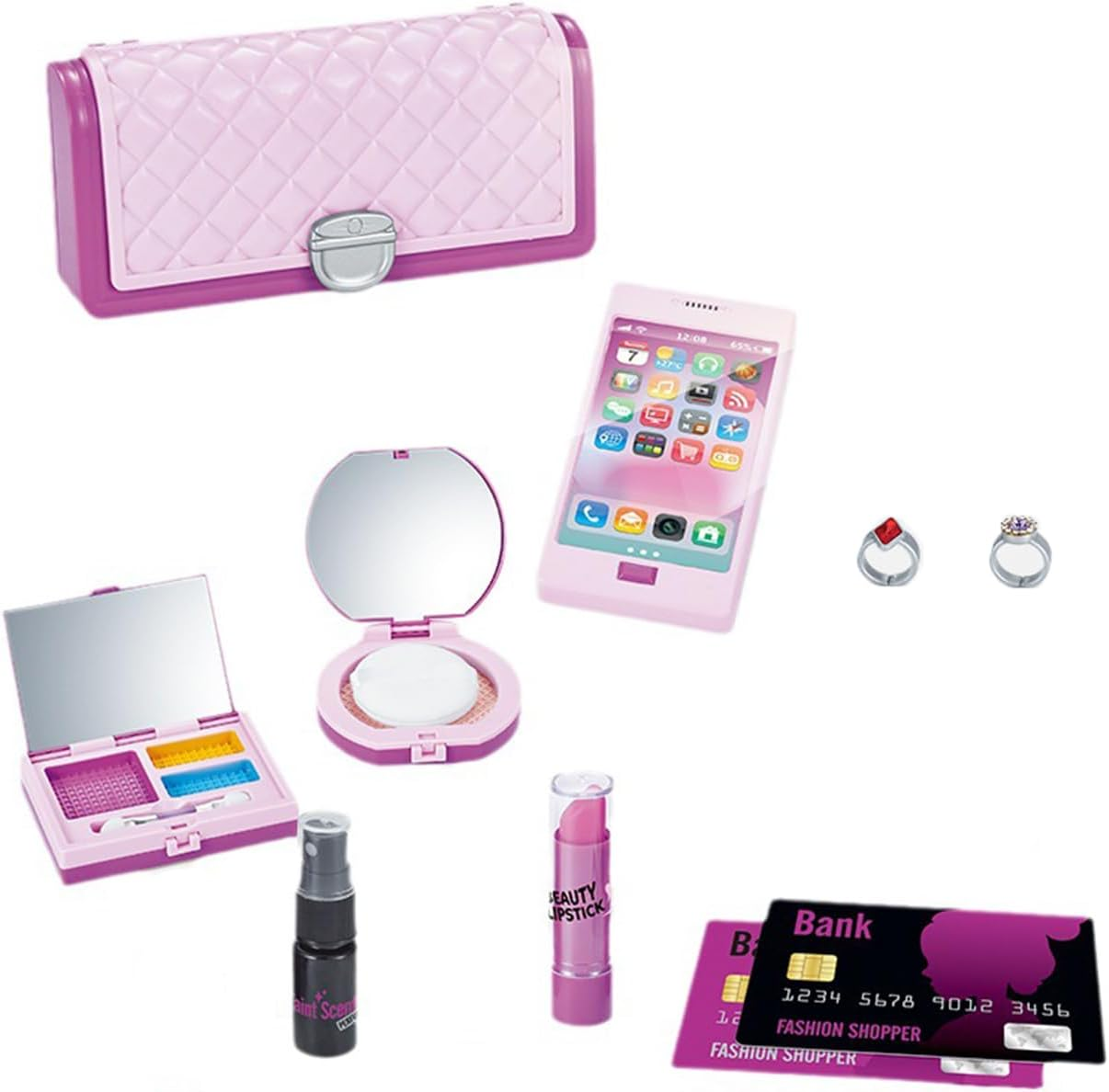 Cawtiuly Princess Pretend Play Makeup Kit for Girls - 11-Pcs Non-Toxic Kids Cosmetic Set with Portable Carry Bag, Mirror & Role Play Accessories, Safe Dress up Toys for Ages 3-8, Perfect Birthday Gift