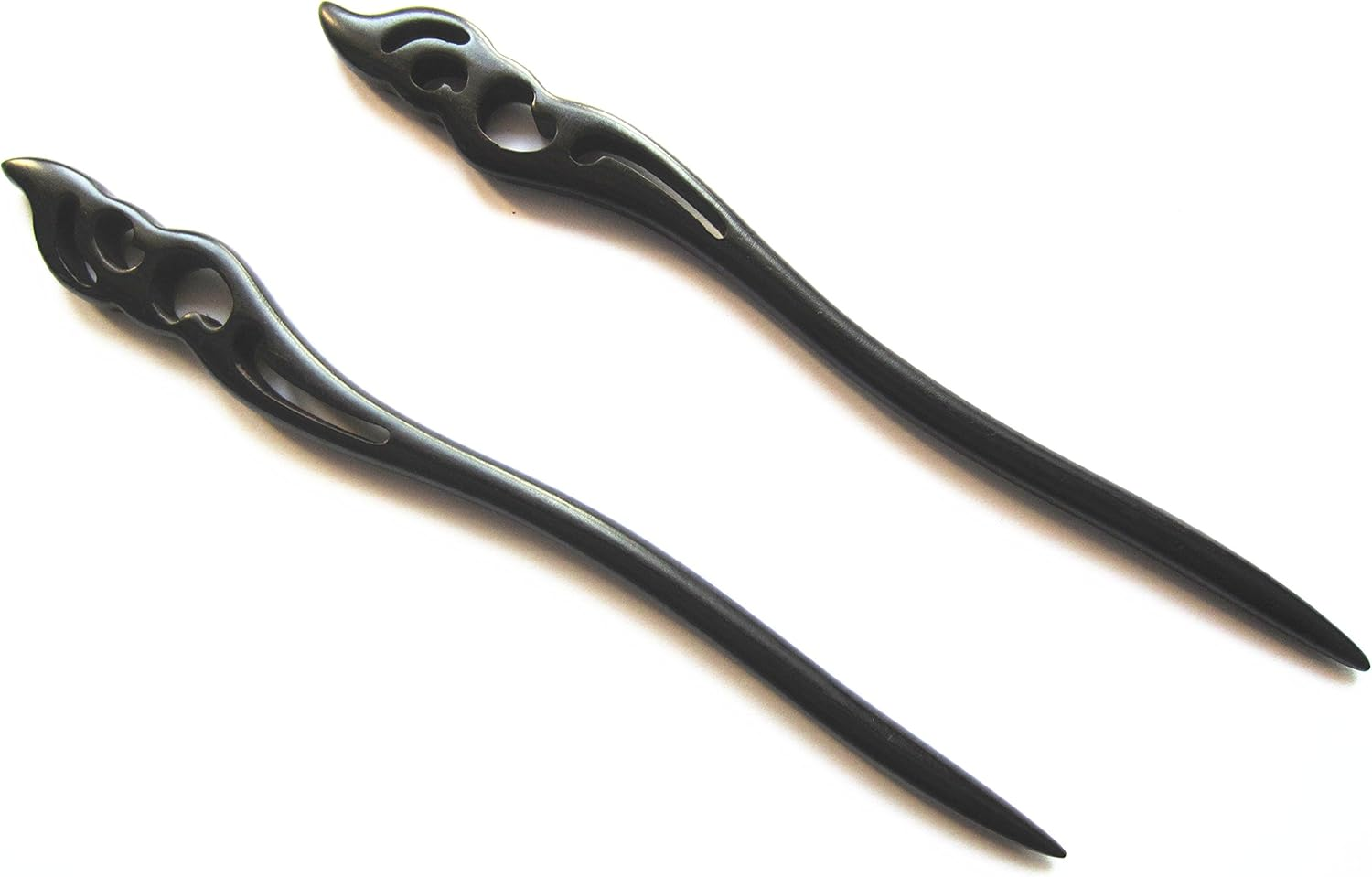 Myhsmooth Zz-Bg-Moon 2 Count Hair Sticks Natural Black Sandalwood(Ebony) Handmade Carved Hair Clip Shawl Hair Pins Pack of 2 Pcs :Hold the Moon image number 2