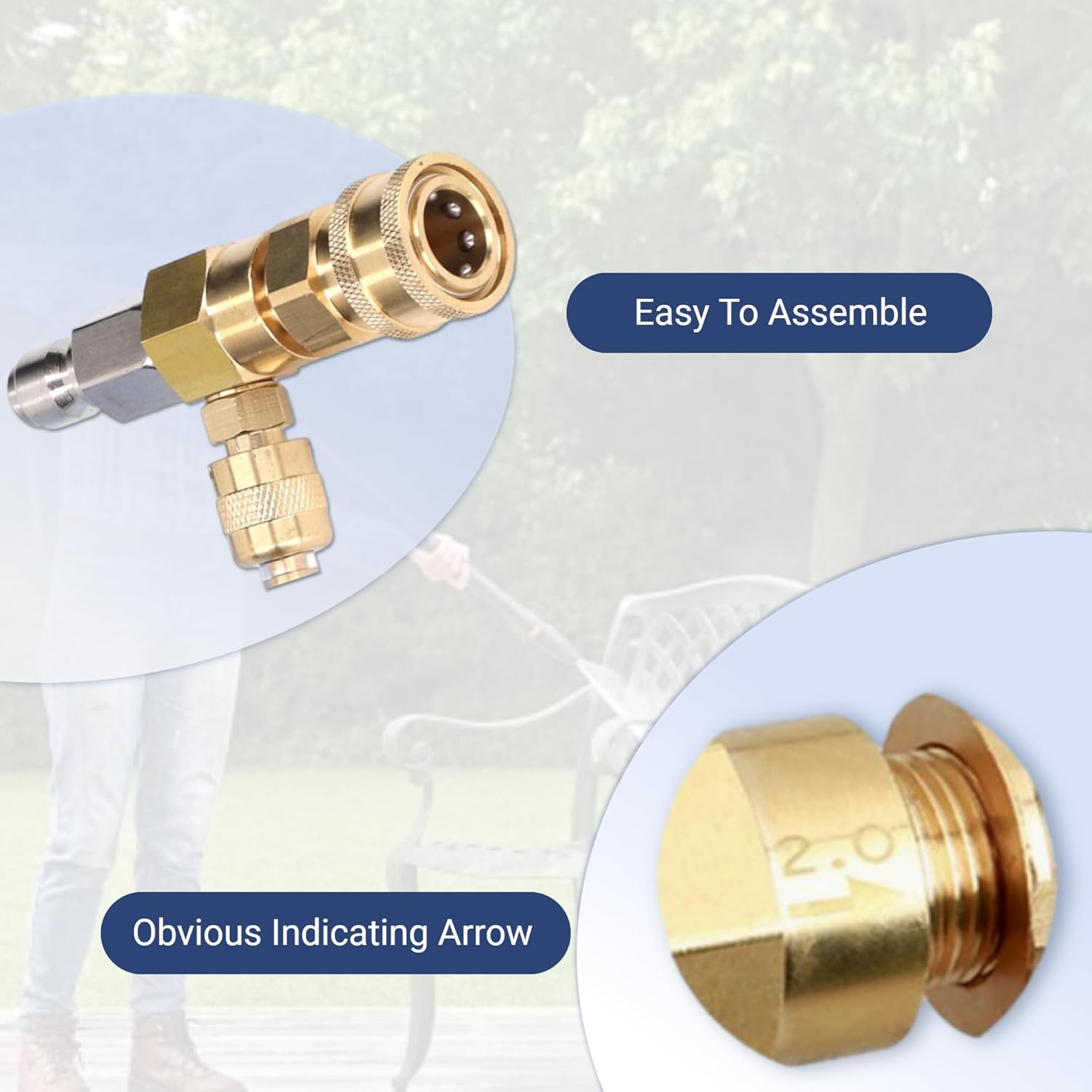 Chemical Injector Kit for Pressure Washer, 3/8 Inch Connectors, 5000 PSI Adjustable Soap Dispenser with Siphon Hose, Soap Nozzle and 2 Rolls of Water Tape image number 3