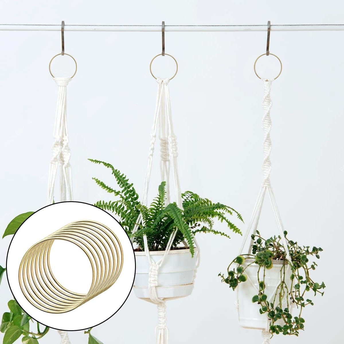 WELANE Dream Catcher Hoops, 8 PCS Gold Metal round Wreath Ring for Making Wedding Wreath, Dream Catcher, Wall Hanging Crafts (10Cm X 4Mm) image number 2