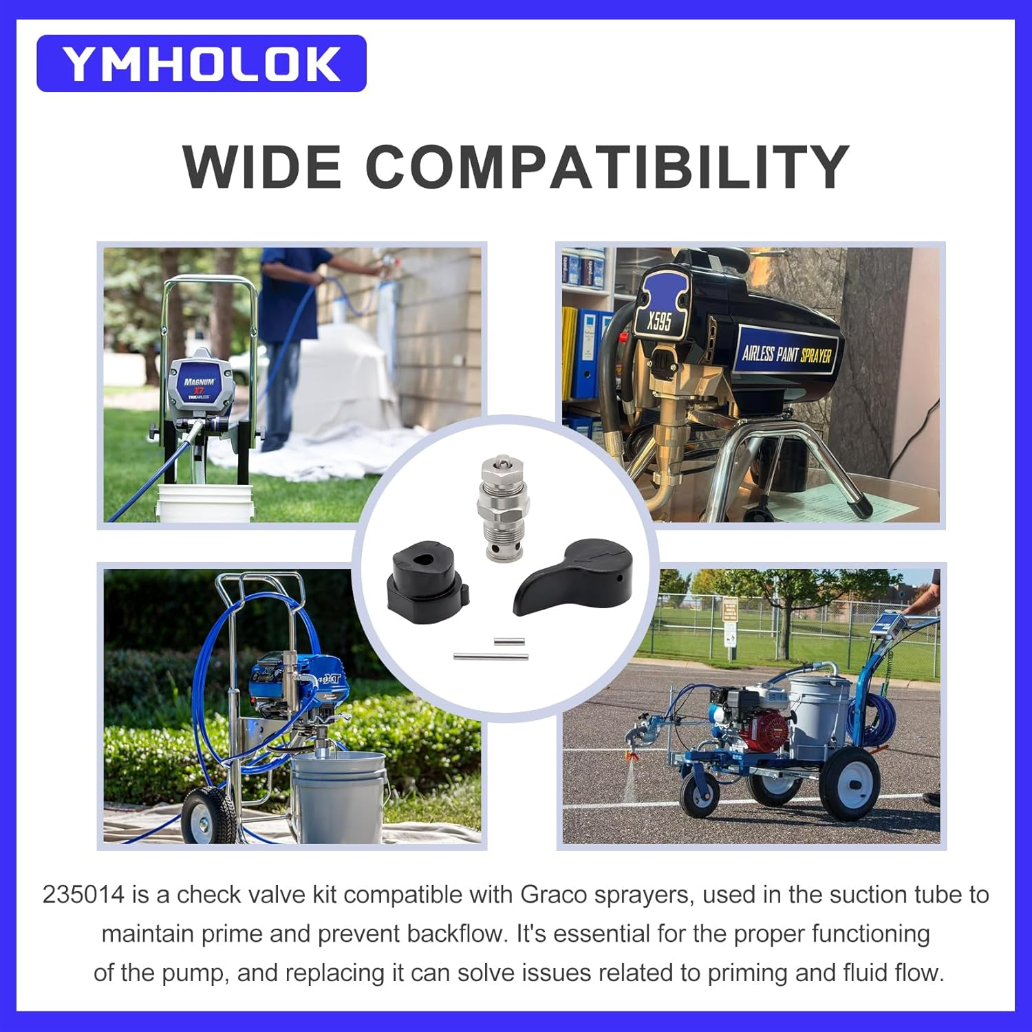 2PCS 235014 Airless Prime Spray Drain Dump Valve Repair Kit Fit for Graco 210 230 495 595 3400 390 395 490 495 595 Airless Paint Sprayer image number 4