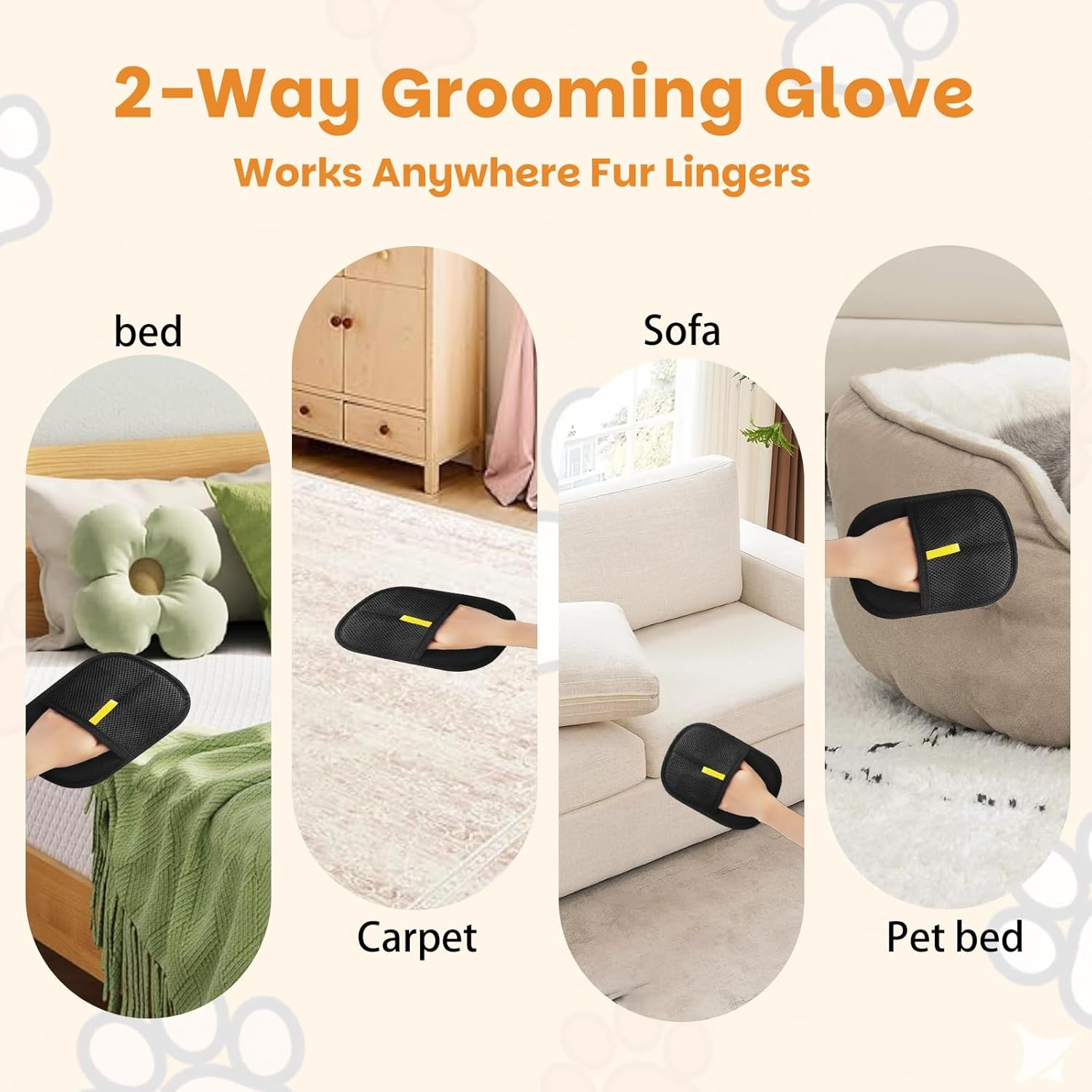 Ouqiesli Pet Grooming Gloves - Hair Removal Cleaning Mitt for Cats & Dogs (3Pcs) image number 5