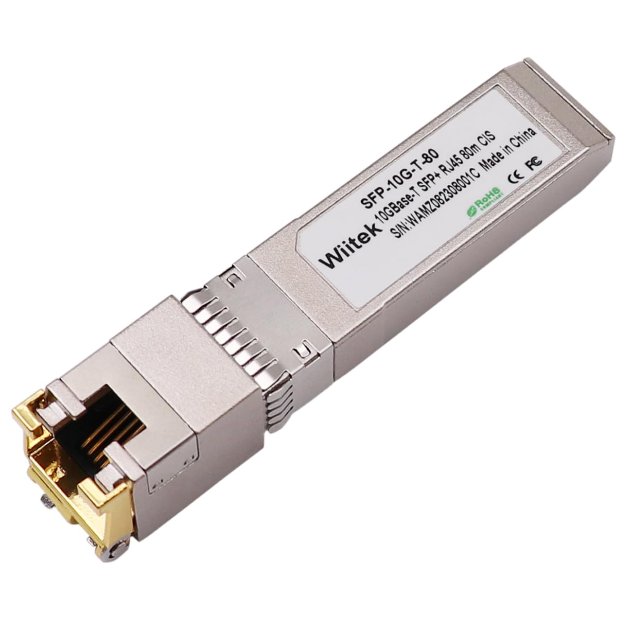 Wiitek 100 Meters, 10Gb SFP+ to RJ45 Module, 2.5G/5G/10Gbase-T Ethernet Copper Transceiver for Ubiquiti UF-RJ45-10G, Plugin 10Gb SFP+ Port, Low Power Consumption