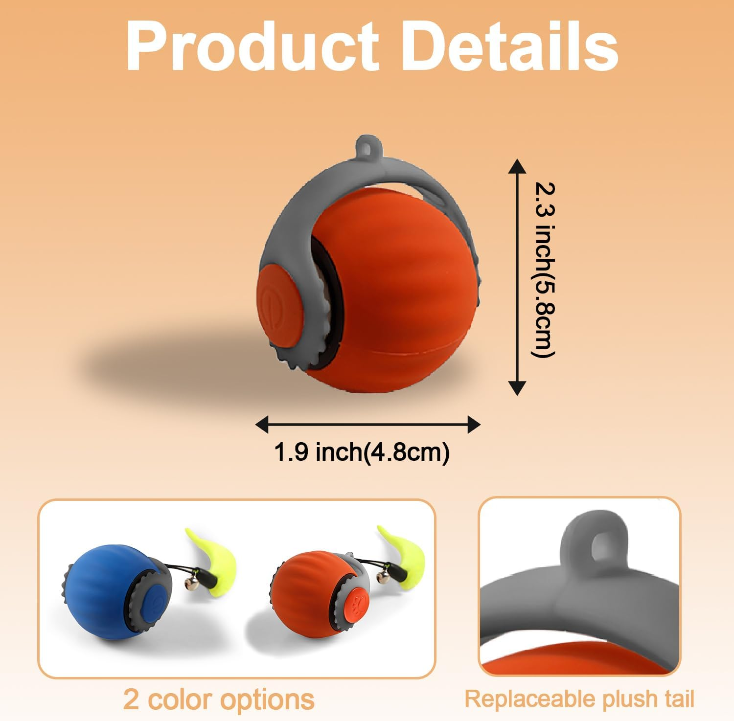 Cat Toy Speedy Tail 2.0, 2025 Upgrade Interactive Cat Toy Ball, Cat Toys for Indoor Cats, Smart Automatic Rolling Dog/Cat Toys Motion Activated Rechargeable Blue image number 2