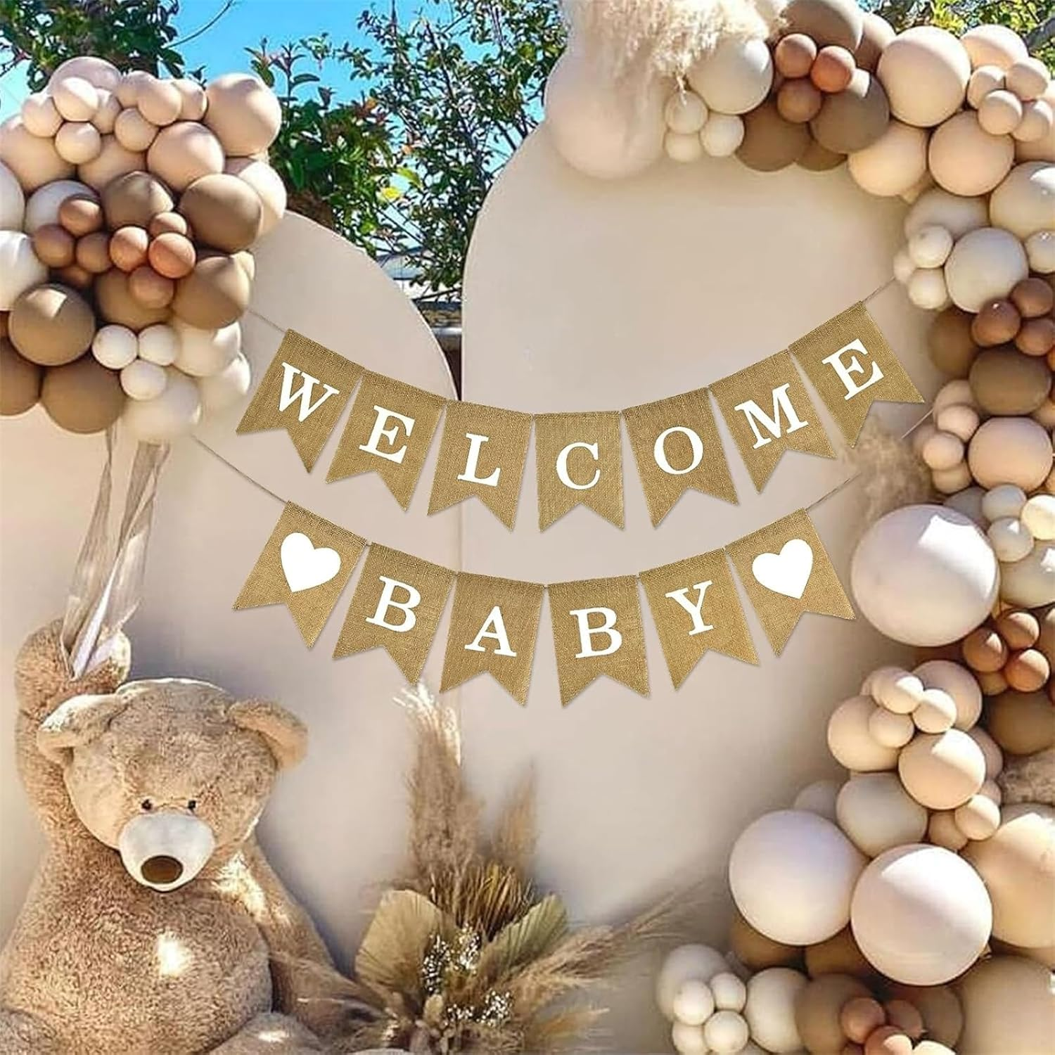 Pre-Strung Welcome Baby Burlap Banner Baby Shower Sign for Backdrop Baby Arrival Banners Gender Reveal Party Decorations image number 2