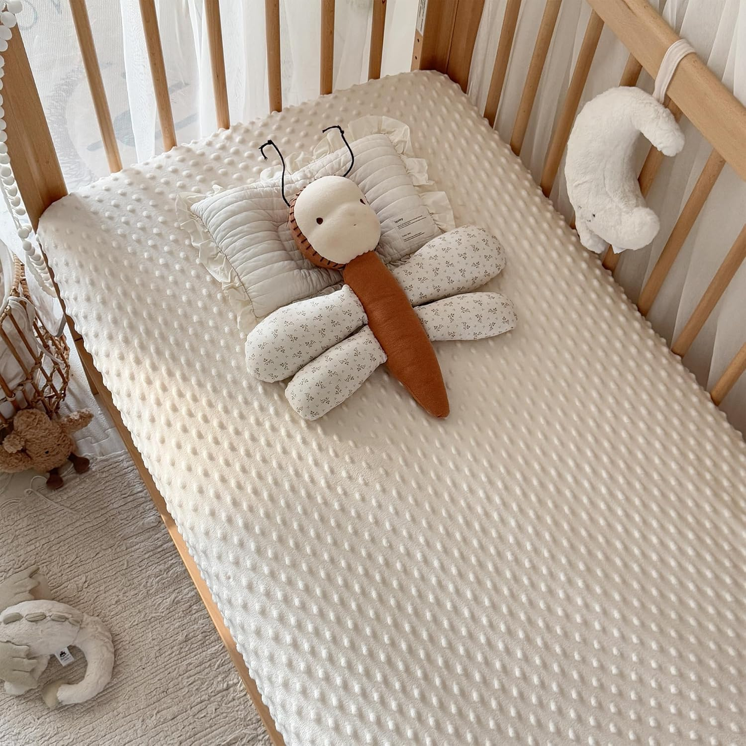 La&Sheer Baby Plush Crib Sheets for Boys Girls, Luxury Ultra Soft Fluffy Crib Sheet for Standard Crib Mattress(28"X 52"), Fuzzy Fitted Crib Mattress Sheet(Gray)