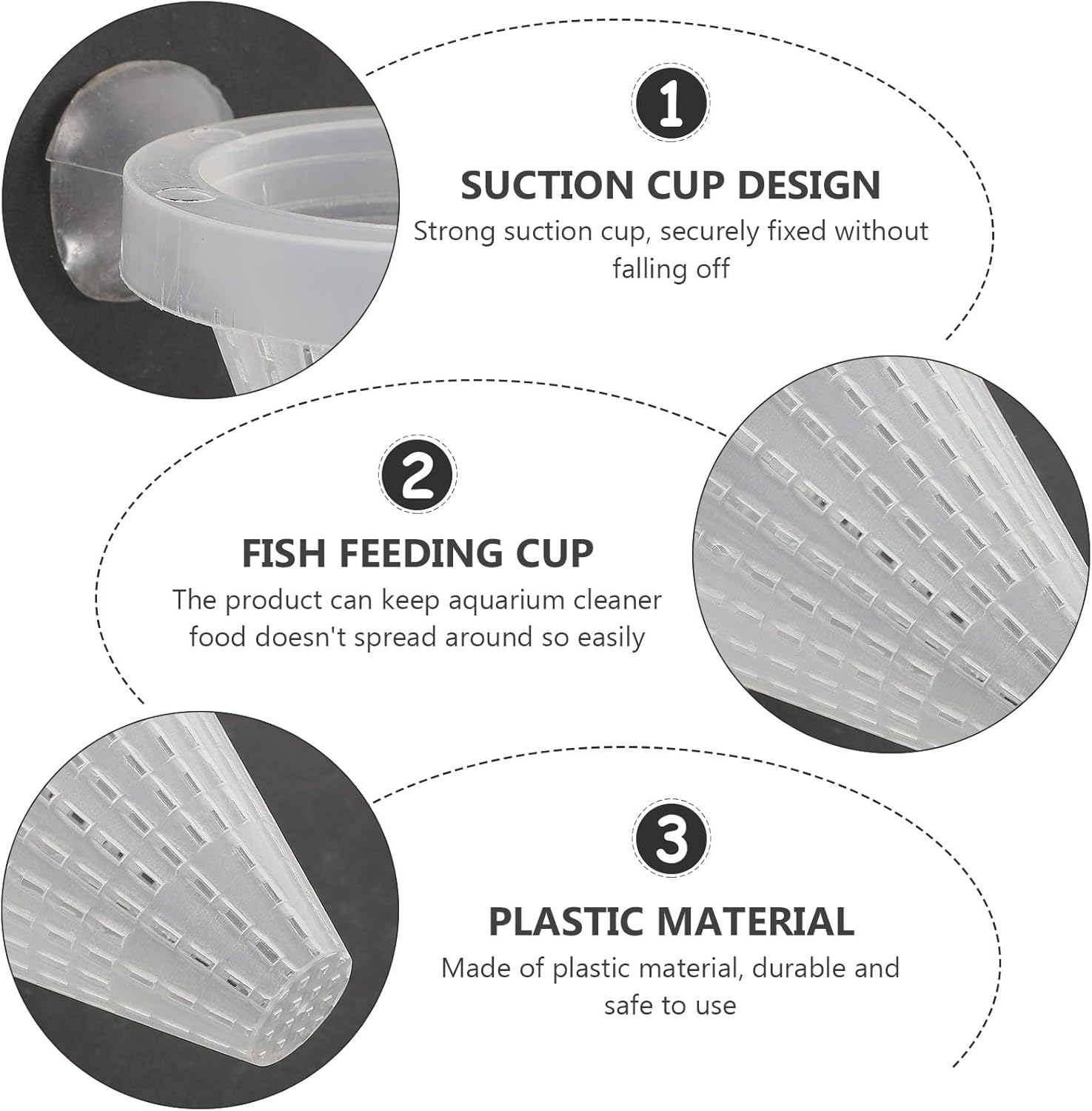 VANZACK 10Pcs Cone Worm Feeder Tank Cone Feeder Plastic Worm Feeding Cone Fish Feeder with Suckers image number 2