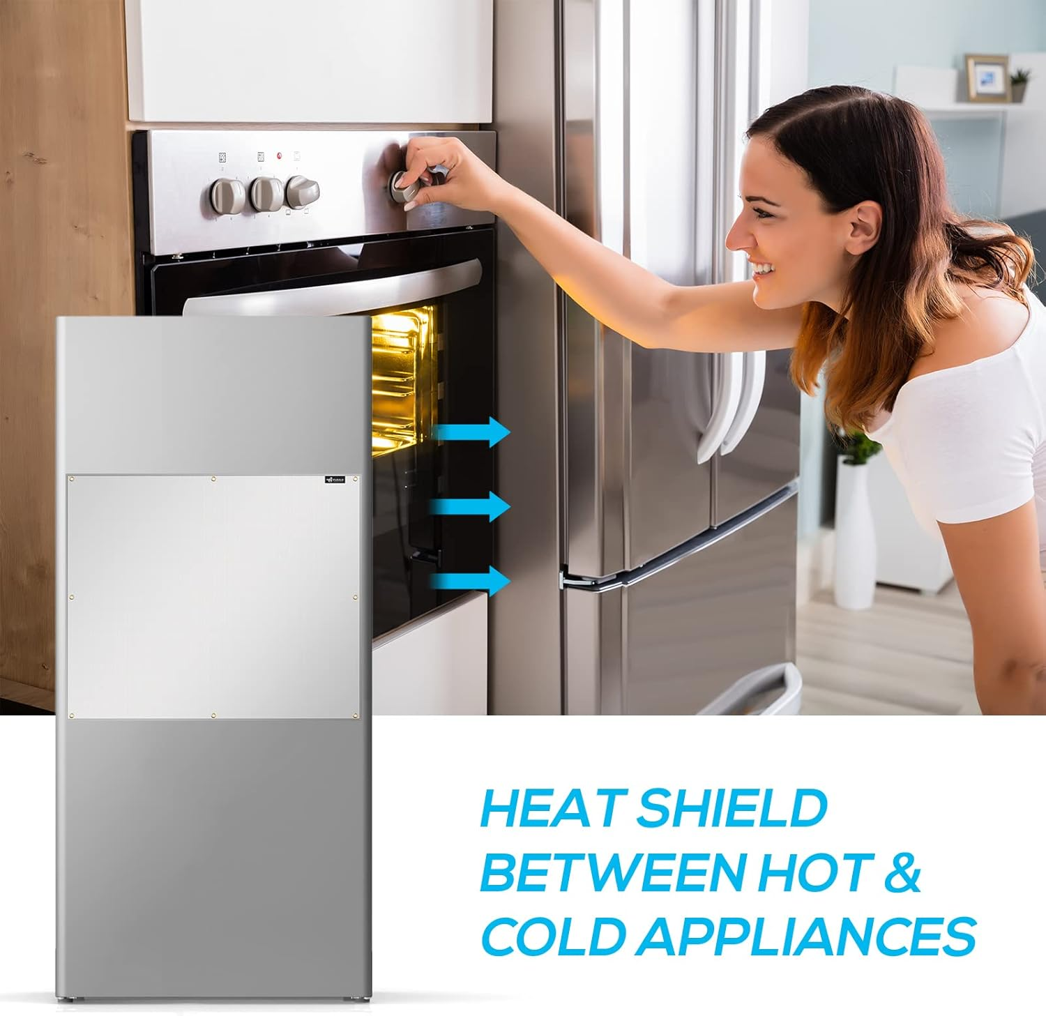 FLASLD Aluminum Heat Shield Mat for Deck Fence, Railing, Grill, Stove, Oven and Refrigerator, Fireproof Cover and Screen Protect Deck Railing from Grill (30&times;40 Inch) image number 4