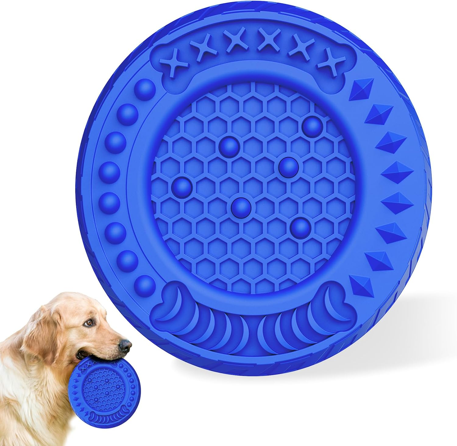 Indestructible Dog Toy, Unbreakable Chew Toy for Dogs, Bite Resistant Dog Toy for Aggressive Chewing, Multifunctional Natural Rubber Dog Toy for Medium Large Dogs (Blue)