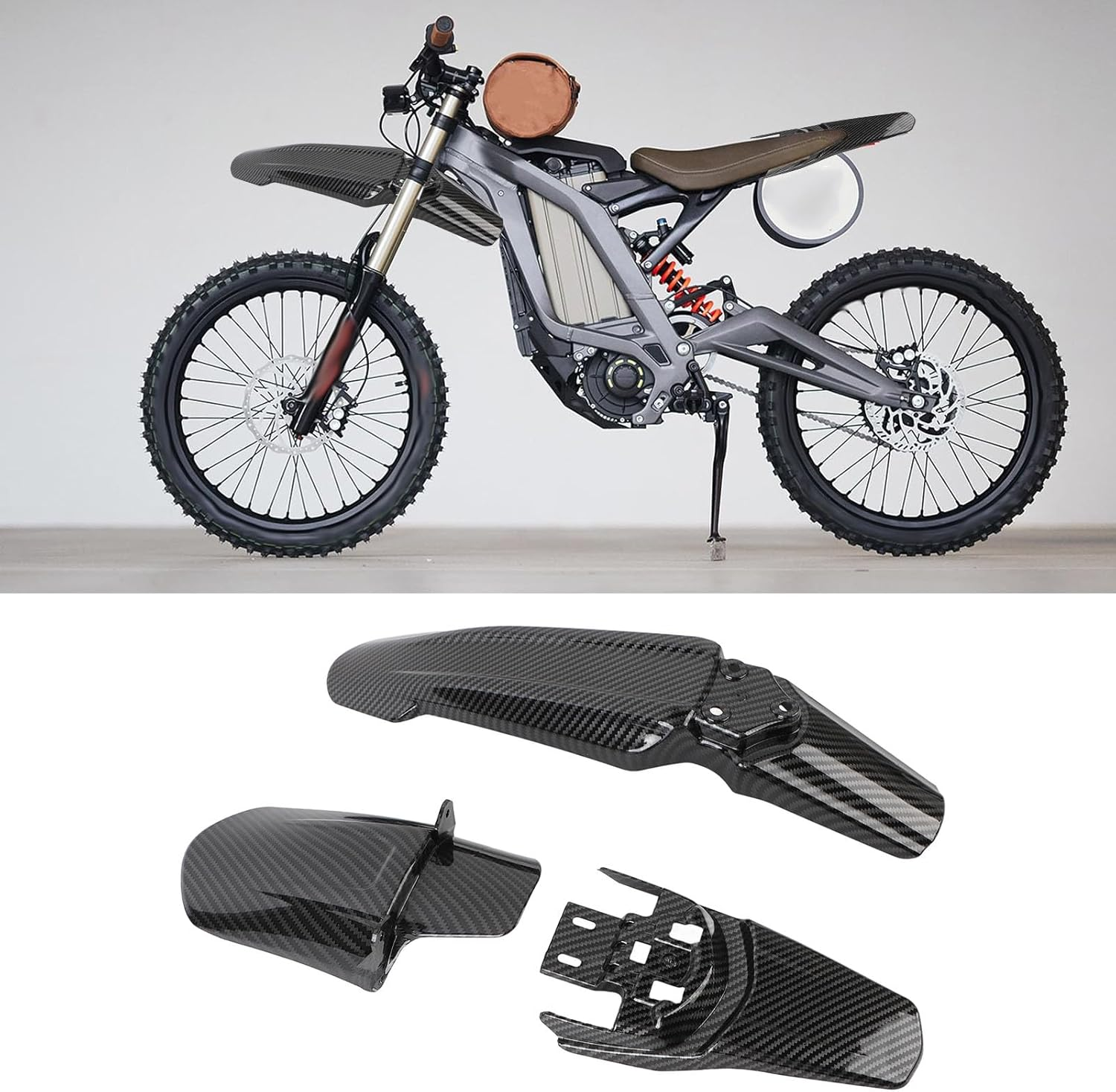 Motorcycle Front Rear Mud Guard, High Strength Rear Wheel Cushion Mud Guard, Dirt Protector Cushion Mudguard Shock Flap for Sur‑Ron Light Bee X S, Comprehensive - Black image number 6