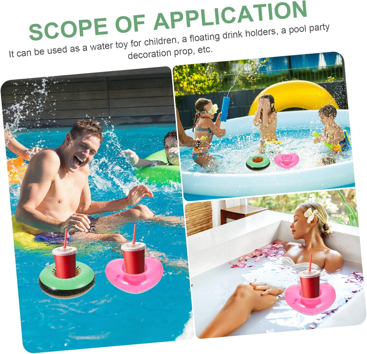 4Pcs Inflatable Drink Holder Pool Drink Float Floating Water Cup Holders for Swimming Pool Party image number 4