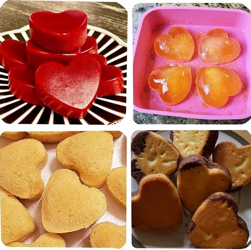 2Pcs/Pack 6 Holes Heart Shaped Silicone Mold Easy Release Heart Silicone Molds for Chocolate Cake Jelly Pudding Handmade Soap Mould Candy Making image number 5