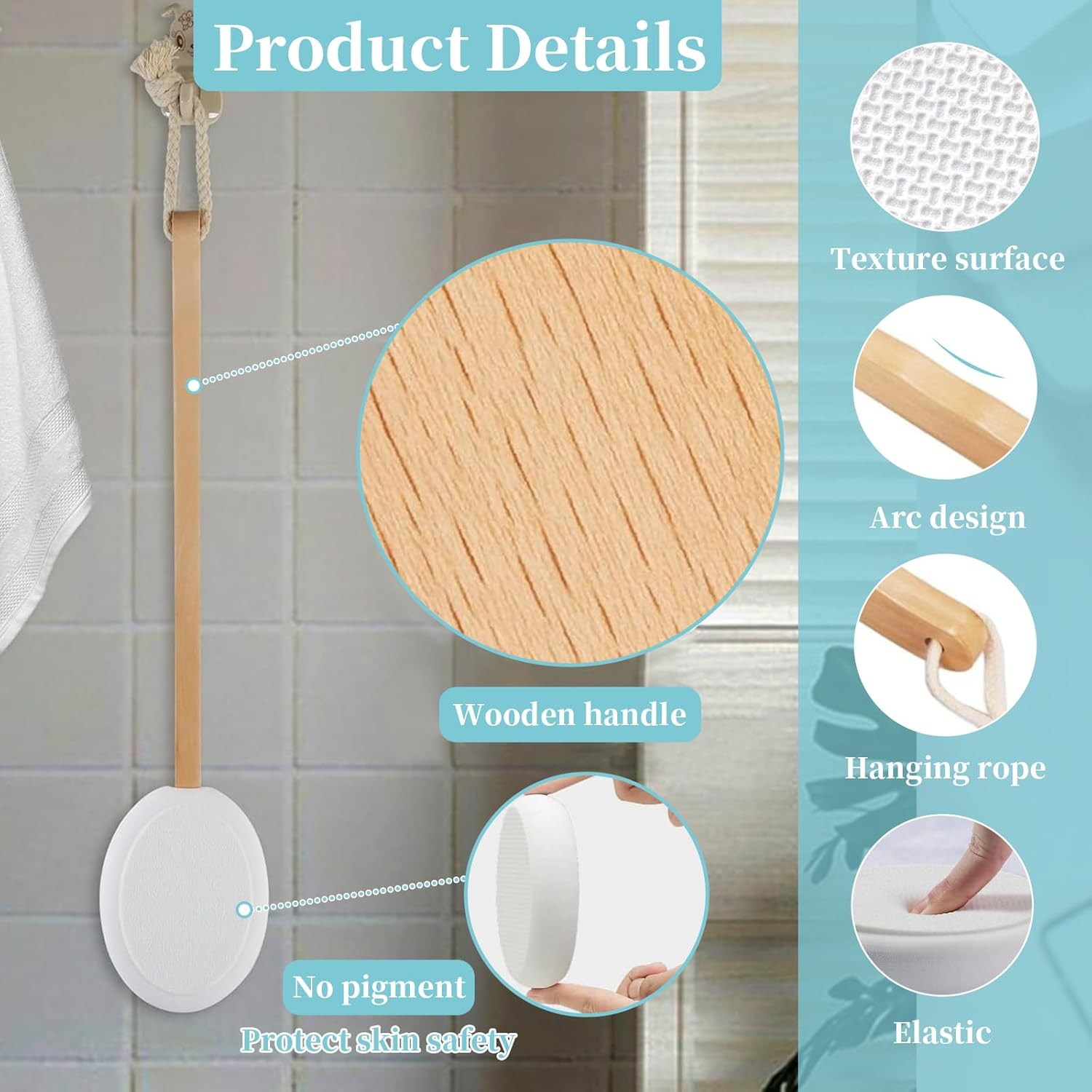 Lotion Applicators Set for Back, Feet, 1 Long Handle with 4 Replaceable Pads, Lotion Applicator for Men & Women, Curved Handle Easy to Target Back and Feet, Cream Medicine Applicator Apply image number 4