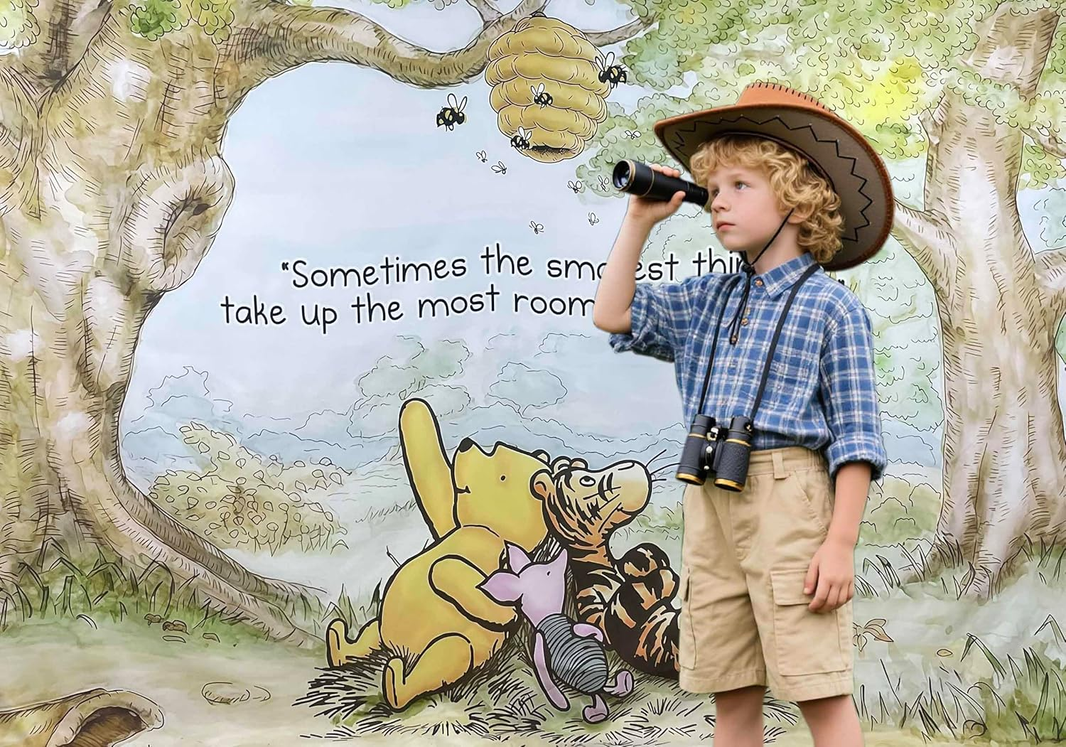 7X5Ft Classic Winnie Bear Backdrop 100 Acre Hundred Acre Wood Background for Baby Shower Birthday Party Photo Props Booth - H0184 image number 4