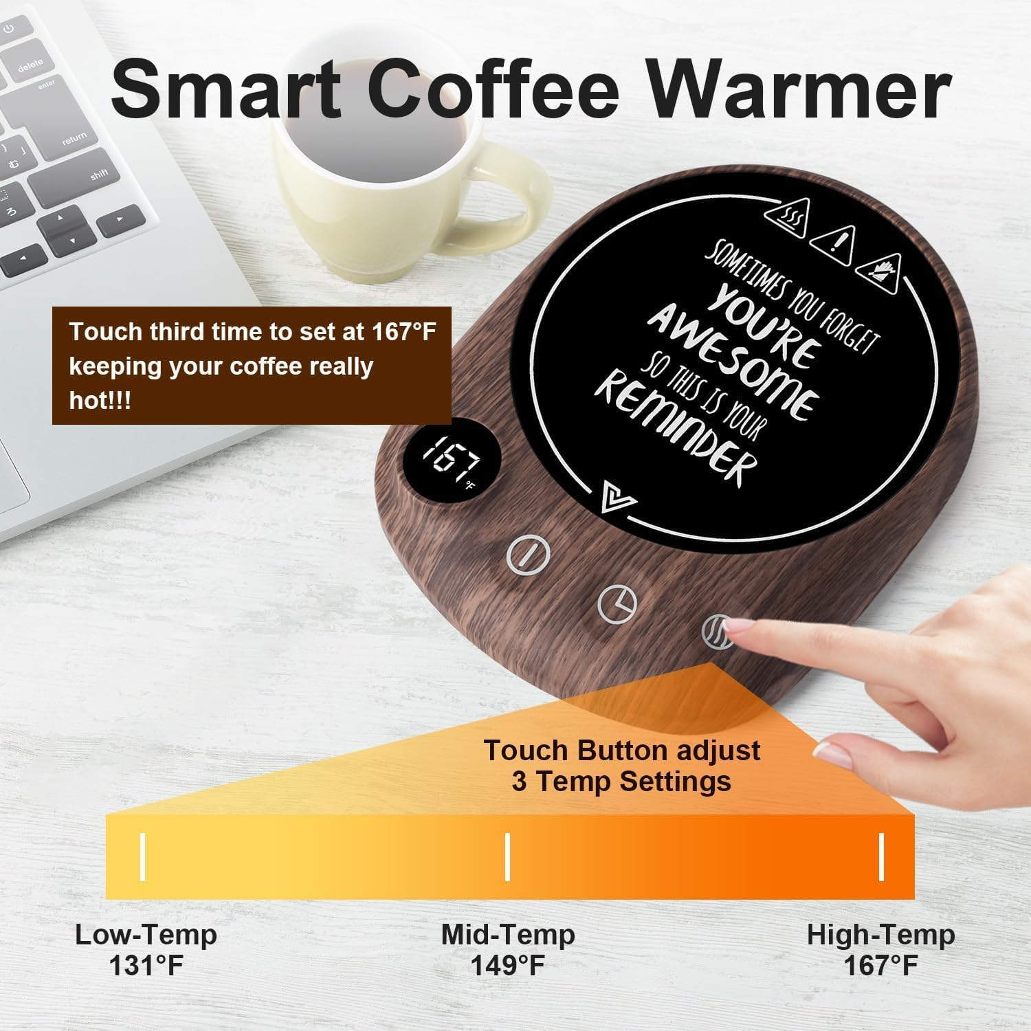 Coffee Warmer Black Coffee Mug Warmer & Cup Warmer for Office Desk Use, Electric Beverage Warmer with Three Temperature Settings, Coffee Warmer for Cocoa Tea Water Milk with Auto Shut off (NO Cup) image number 5