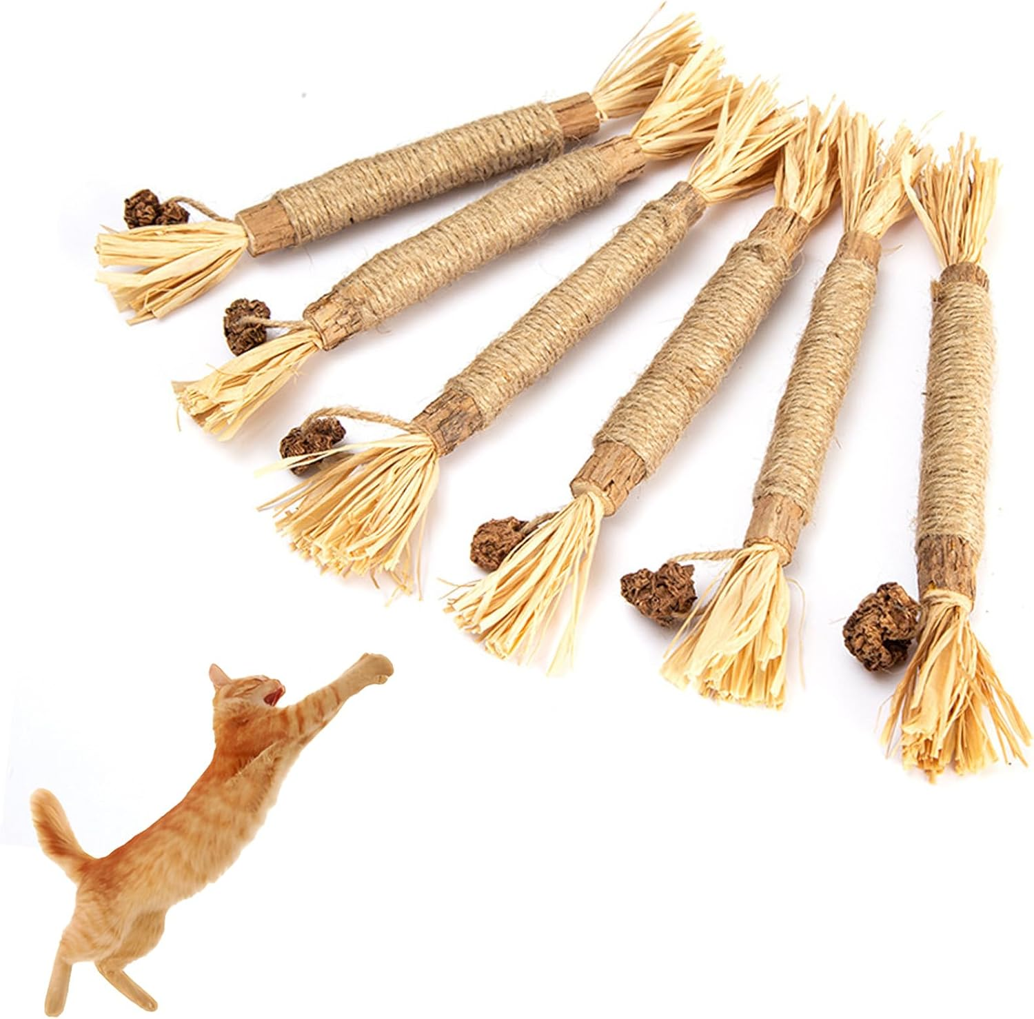 6 Pack Silvervine Chew Sticks for Cats, Natural Catnip Chew Toys for Kittens Teeth Cleaning, Dental Care, Increase Appetite, Calm Cat Anxiety and Stress, Aggressive Chewers Cat Dental Toy image number 3