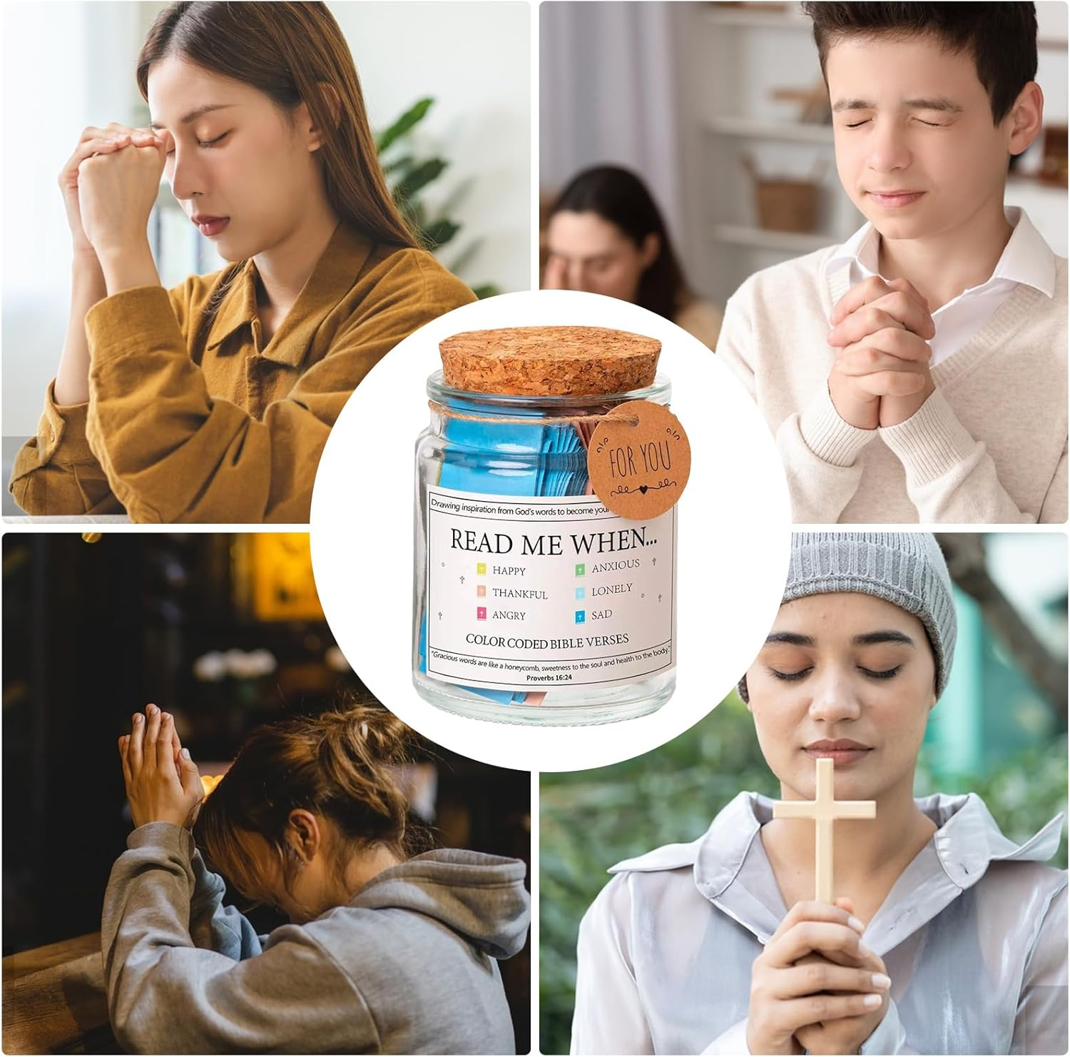 Bible Verses in a Jar, Inspirational Bible Verses Jar, Inspirational Color Coded Notes Daily Devotional Blessings Men Youth Mother'S Day Baptism Keepsake image number 2