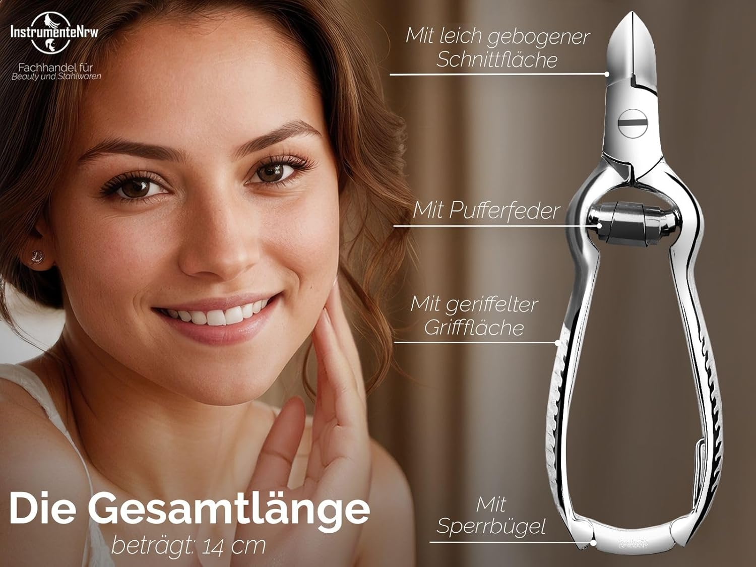 Solingen Nail Clippers for Strong Toenails Made in Germany Pedicure Nail Clippers Solinger Toenail Clippers with Buffer Spring 14 Cm for Toenails and Fingernails image number 3