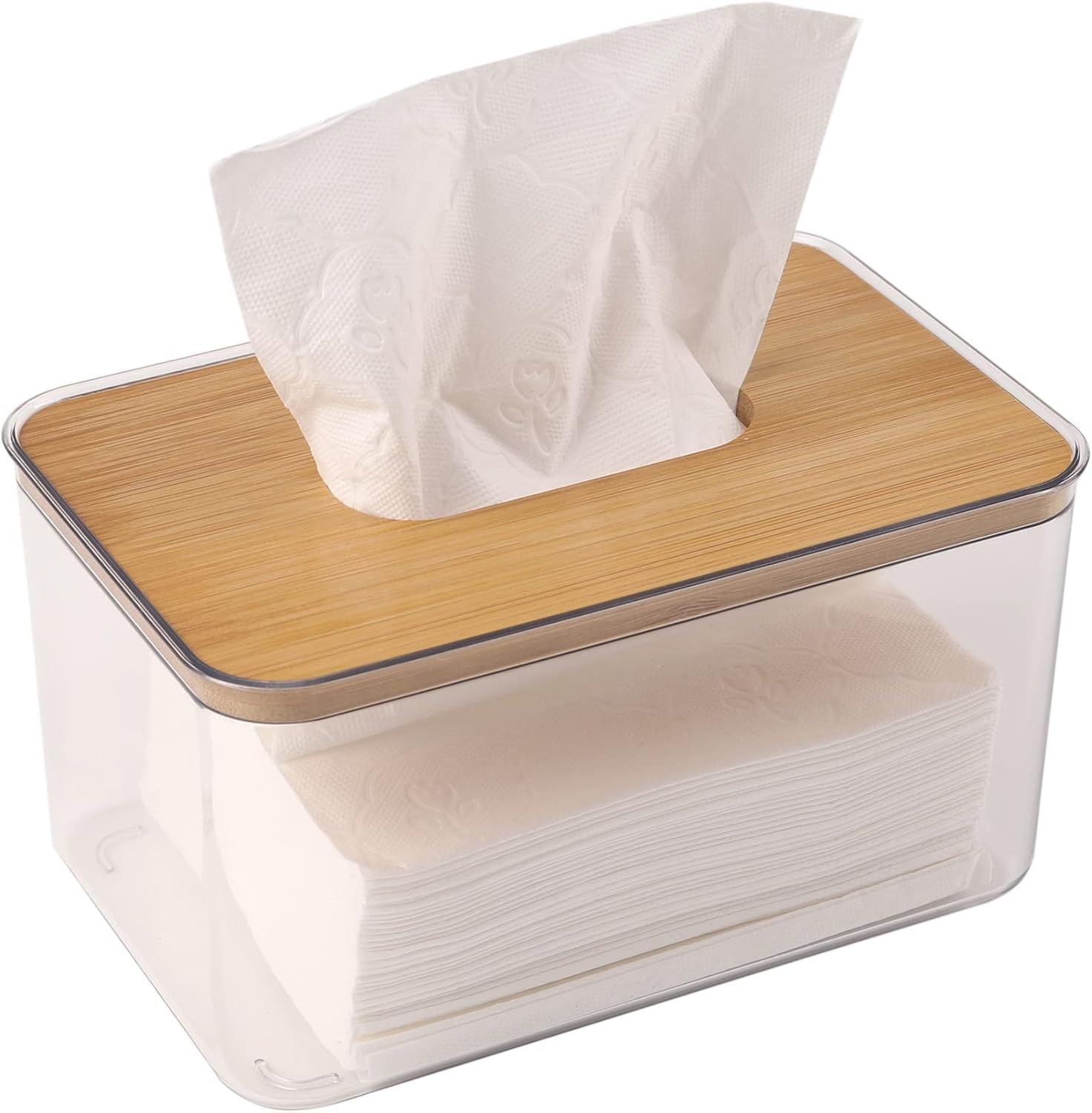 Acrylic Tissue Box, Acrylic Dryer Sheet Holder for Laundry Room, Table Clear Dryer Sheet Dispenser Rectangular. (Transparent) image number 3