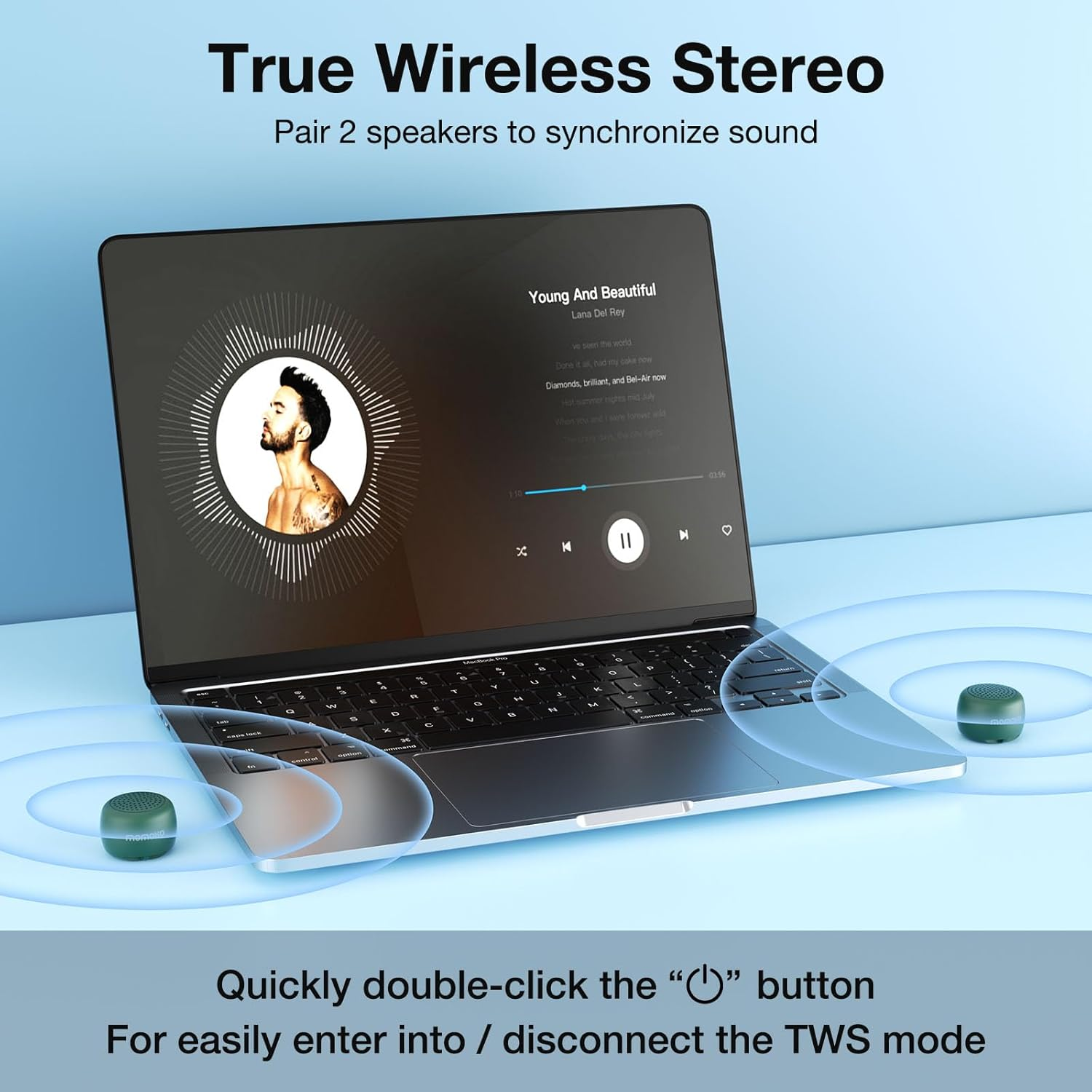 Momoho Mini Bluetooth Speaker - Small Size but Great Sound Quality,Photo Selfie Button & Answer Phone Calls,Bts0011 (Green) image number 1