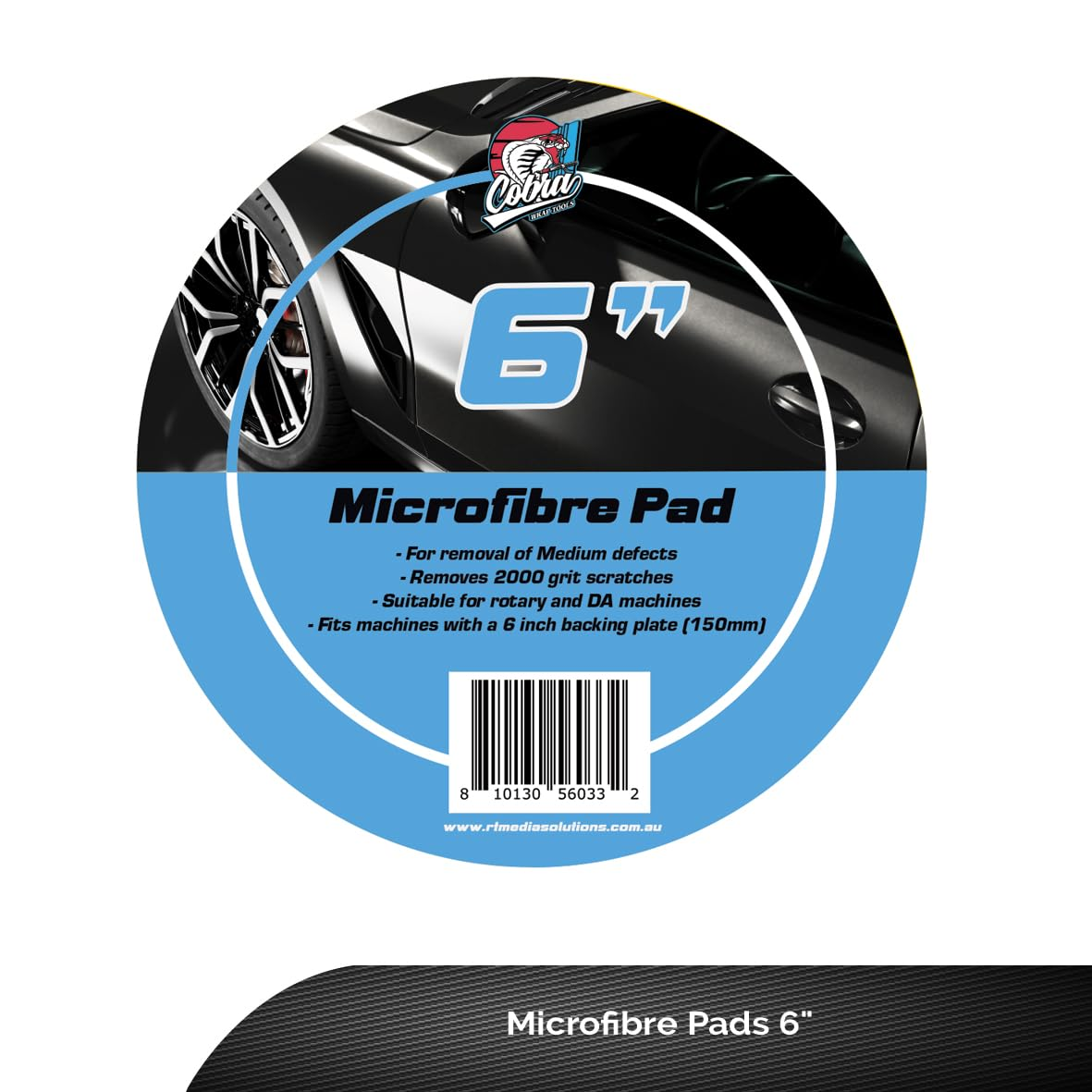 Cobra WRAP TOOLS Microfiber Pads - Professional Detailing Buffing Pads - Durable, High-Performance Results - Perfect for Cutting, Polishing & Finishing Automotive Surfaces | 6-Inch, White image number 1