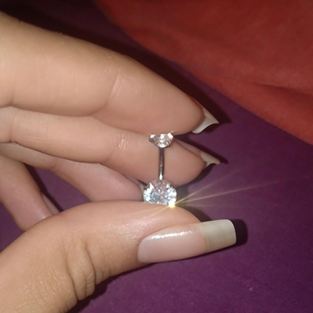 Zolure 14G 10MM Belly Button Ring Hypoallergenic Dangling Clicker Hoop Belly Piercing Jewelry for Women