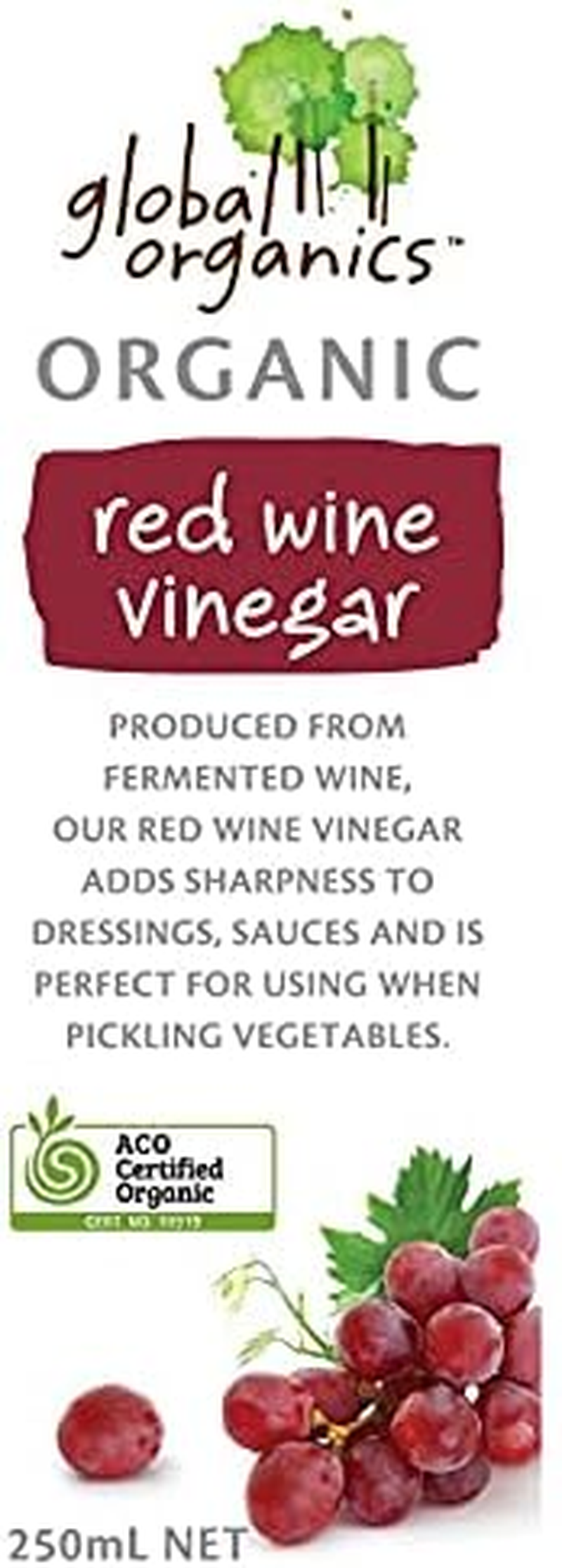 Global Organics Red Wine Vinegar G/F 250 Ml image number 5
