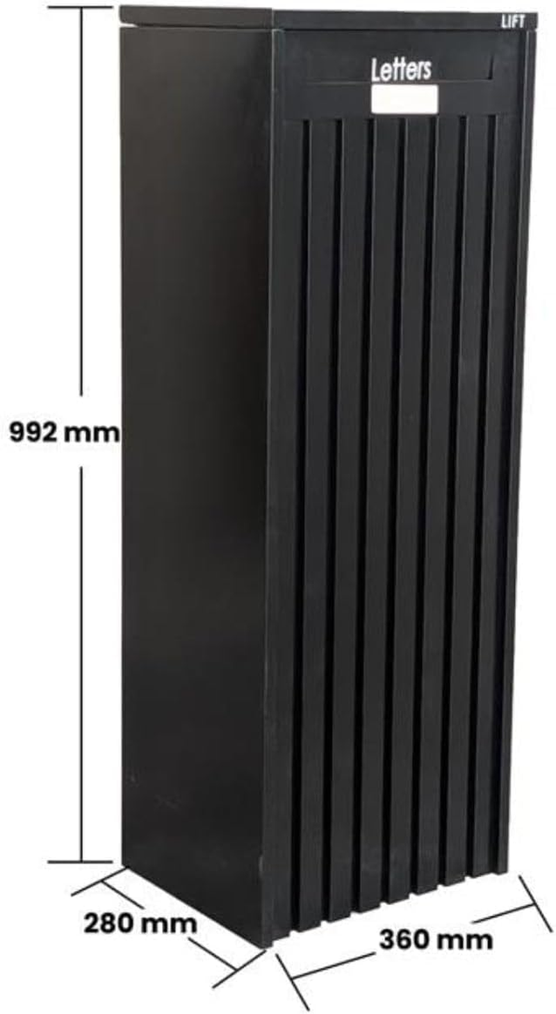 Parcel Pillar Charcoal Letterbox, Mailbox 1309, Modern Design, Made of Stainless Steel, Easy to Maintain, Weather-Resistant, Ideal for Residential & Commercial Use, Black & Satin image number 2