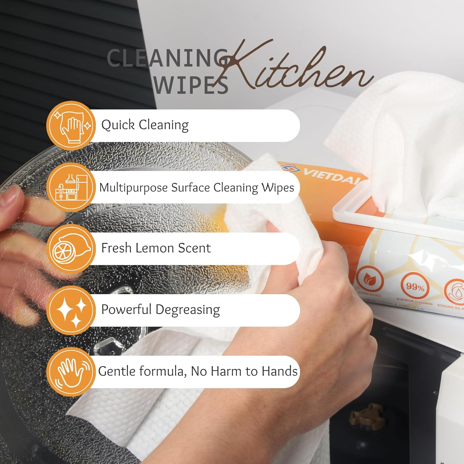 Cooktop Cleaner Wipes Extra Thick Surface Cleaning Microwave Wipes Easily Wipe Food and Oil Stains, Safe and Convenient Stove Top Cleaner, Great for Home and Kitchen Use - 160 Count