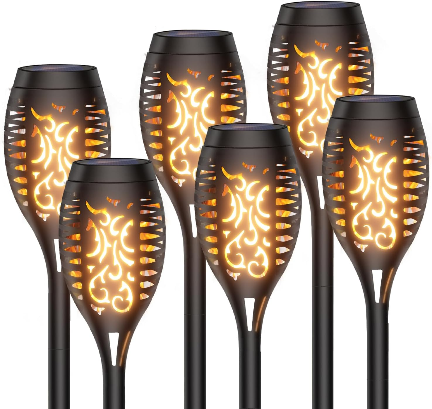 Xmart 12 LED Solar Lights Outdoor Upgraded 8Pack,Ip65 Waterproof Solar Torch Light with Flickering Flame, Solar Tiki Torches Decoration Lights, for Path Yard Garden image number 4