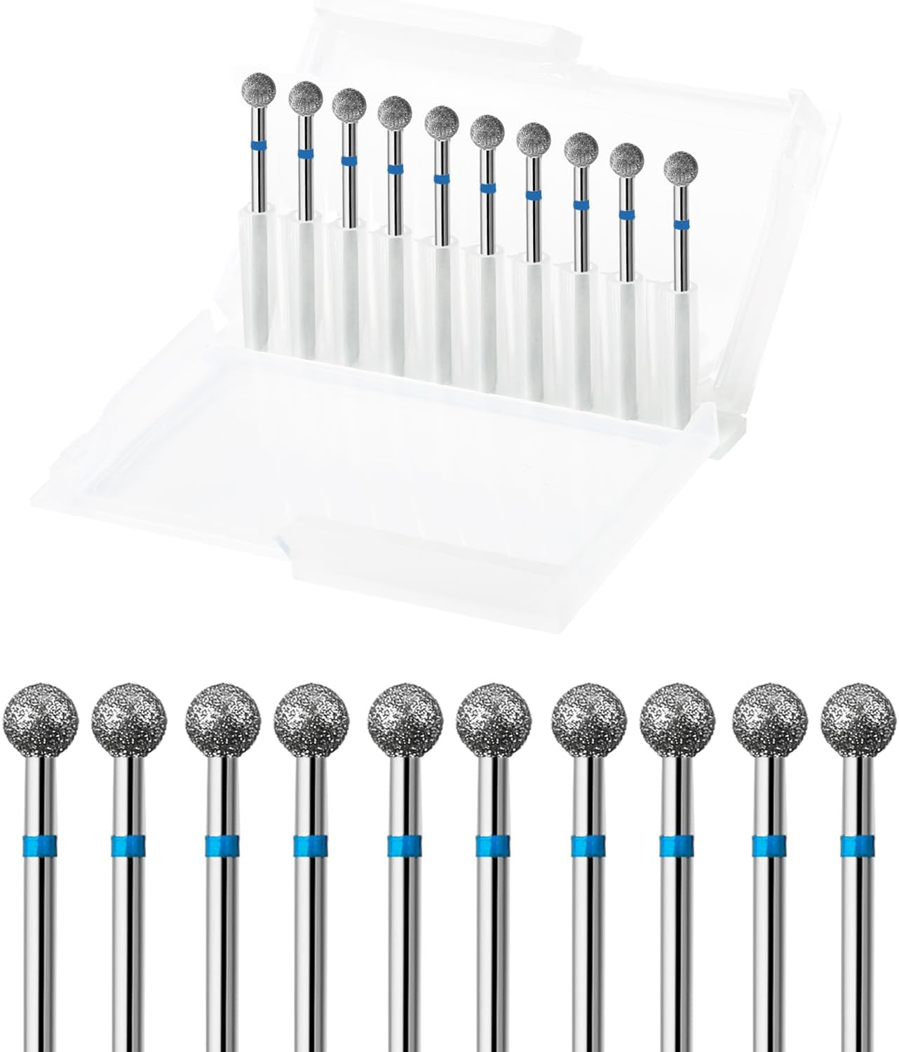 10Pcs Inverted Cone Cuticle Drill Bits, Carbide Diamond Nail Bits for Dead Skin Removal & Nail Shaping, 3/32'' Two Way Rotate, Professional Manicure Pedicure Salon Tools(3Mm Inverted Cone Bit, Fine-F) image number 7
