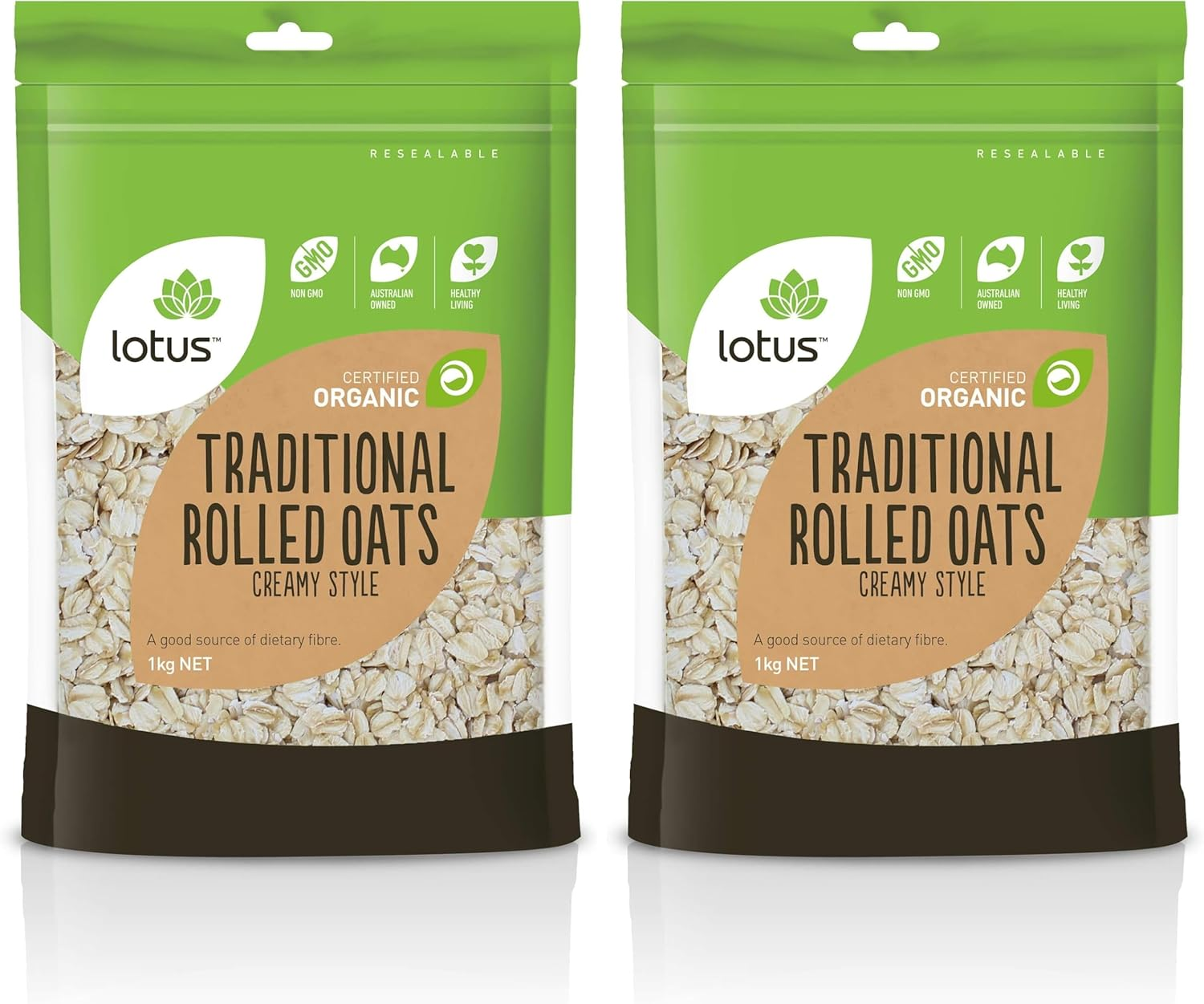 Lotus Organic Traditional Rolled Creamy Style Oats, 1 Kg image number 2