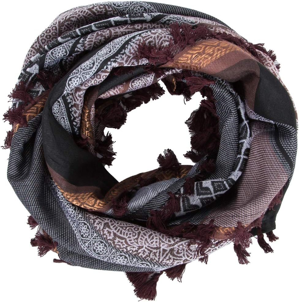 Merewill Premium Original Arabic Scarf 100% Cotton Shemagh Keffiyeh 49"X49" Arab Scarf - All Black image number 5