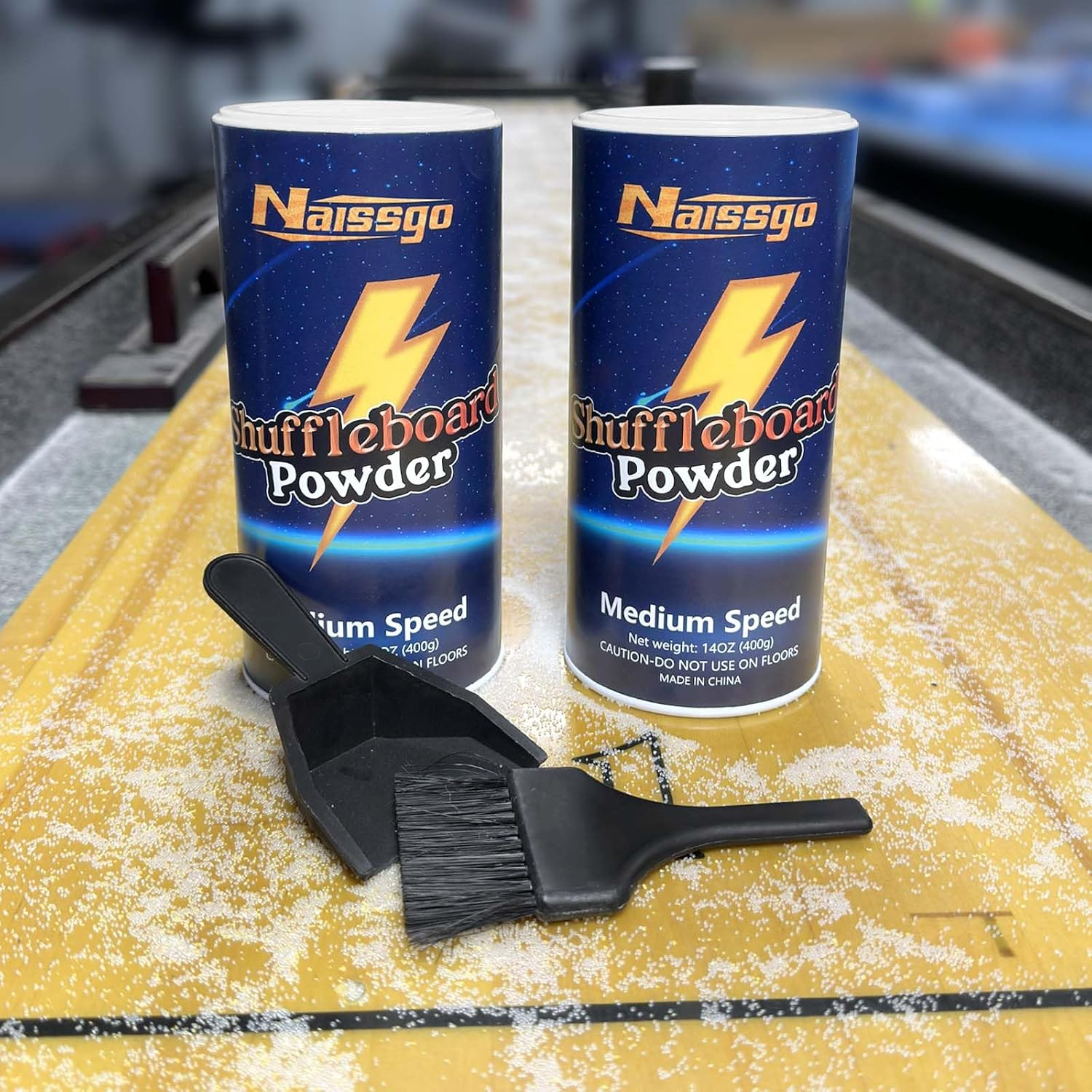 Shuffleboard Sand Wax Shuffleboard Powder Set with Mini Dustpan & Broom，2 Cans(2&times;14 Oz) image number 4