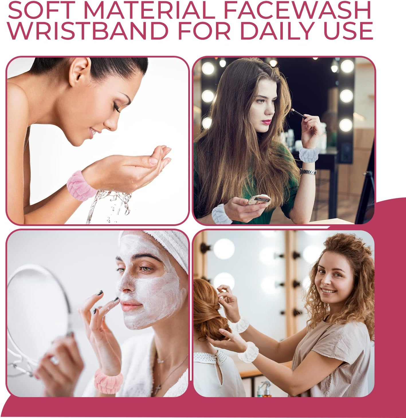 8 Pcs Wrist Towels for Washing Face, Absorbent Microfiber Wrist Wash Towel Band, Face Washing Wristbands, Sweatband for Girls and Women Prevent Water from Spilling down Your Arms