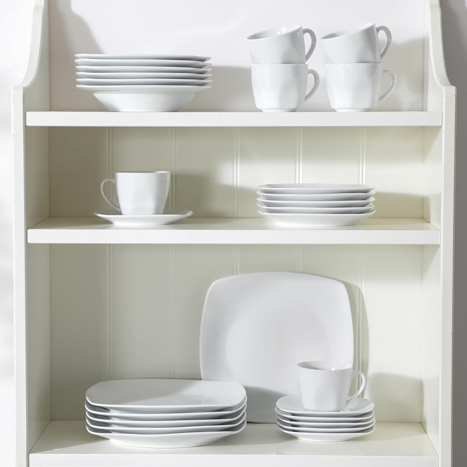 (6-Piece) - Malacasa, Series Julia, 9.5" Ivory White Square Porcelain Dinner Plate Set Christmas Flat Plate Set, Pack of 6 (23.5 23.5 2Cm) image number 2